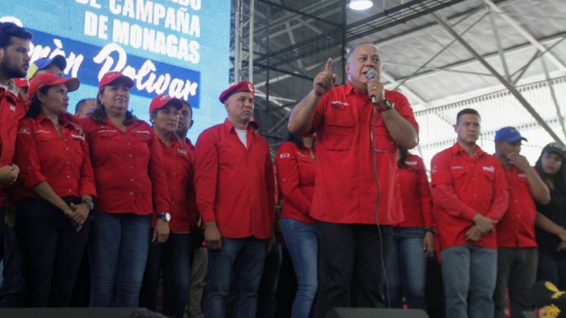 Diosdado Cabello desde el gimnasio cubierto Gilberto Roques Morales en el municipio Maturín