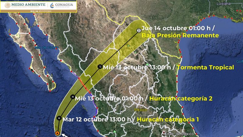 También se estima que el ciclón llegará a la costa centro oeste de México por la mañana de este miércoles