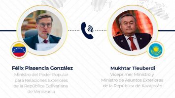 Durante la conversación, el diplomático venezolano, en nombre del Gobierno Bolivariano, expresó sus condolencias por los fallecidos durante los disturbios en Kazajistán