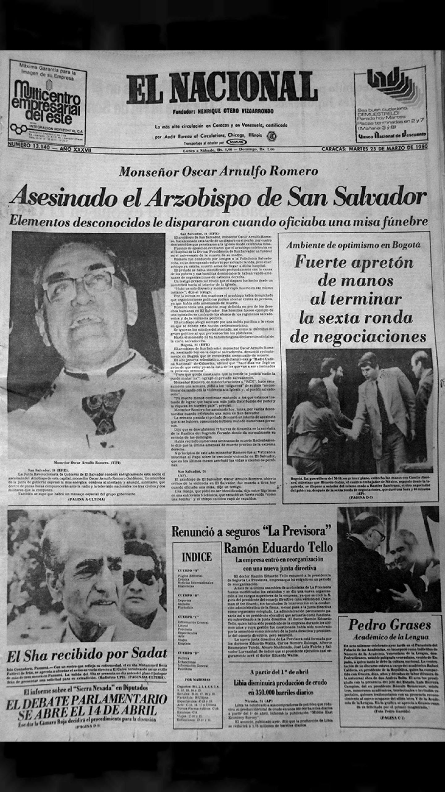 Asesinado el Arzobispo de San Salvador