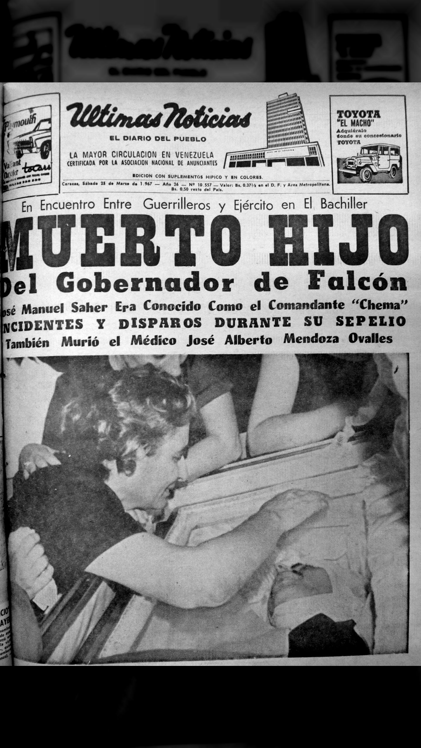Muerto hijo del gobernador de Falcón