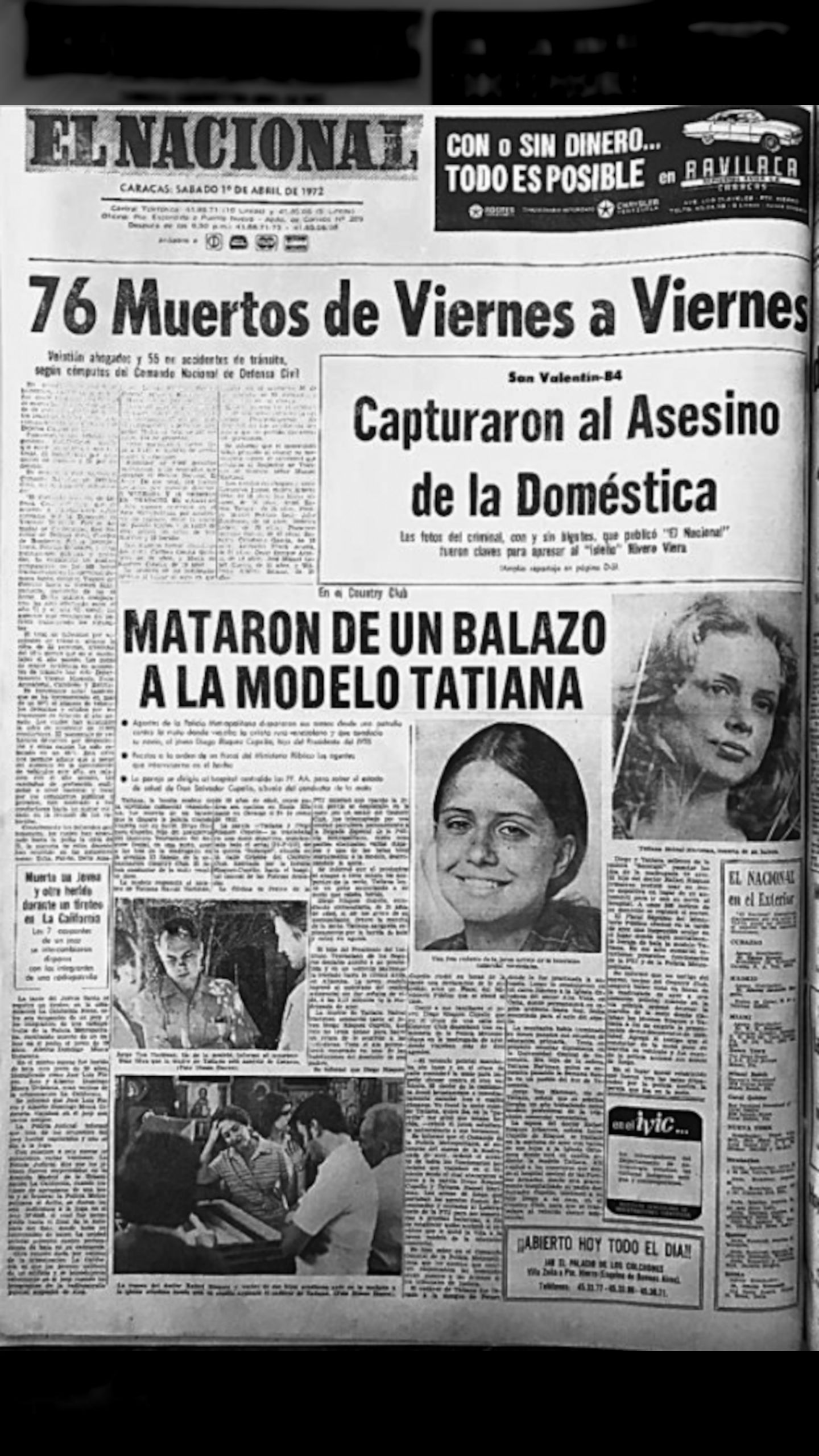 76 Muertos de viernes a viernes (El Nacional, 1º de abril 1972)