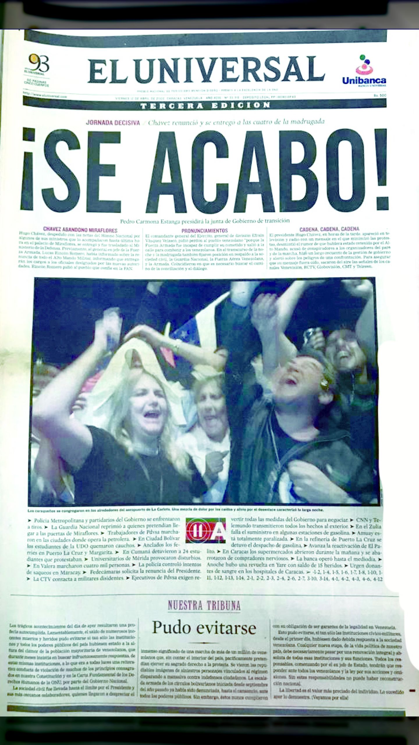 Abril 2002 • El Universal • "¡Se Acabó!"