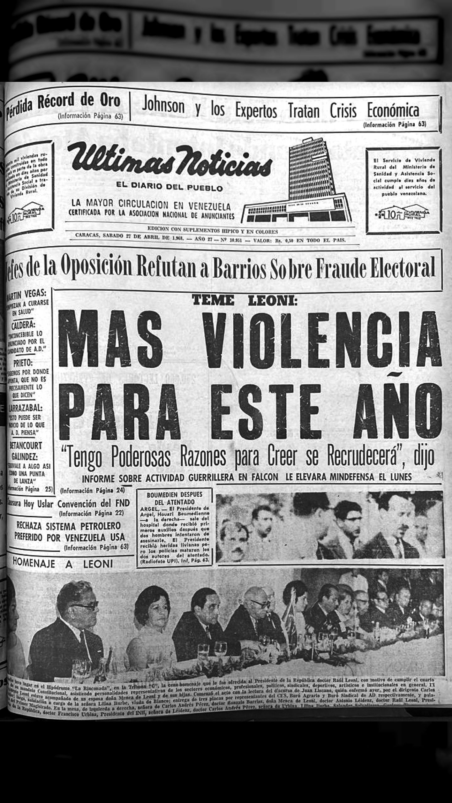 ¡Más Violencia para este año! (Últimas Noticias, 27 de abril de 1968)