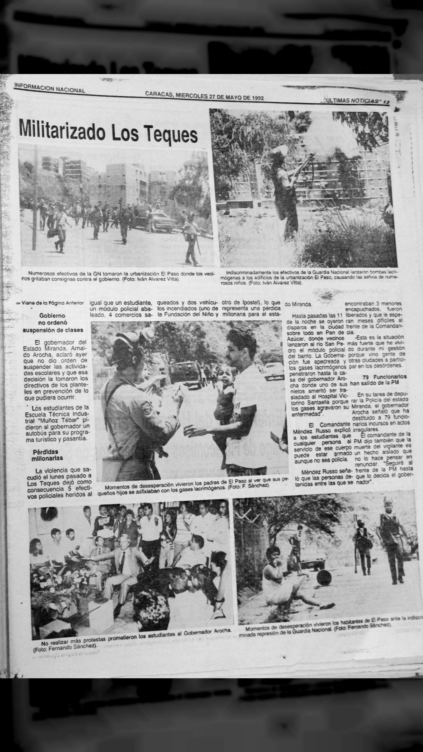 Militarizado Los Teques (Últimas Noticias, 27 de mayo de 1992)