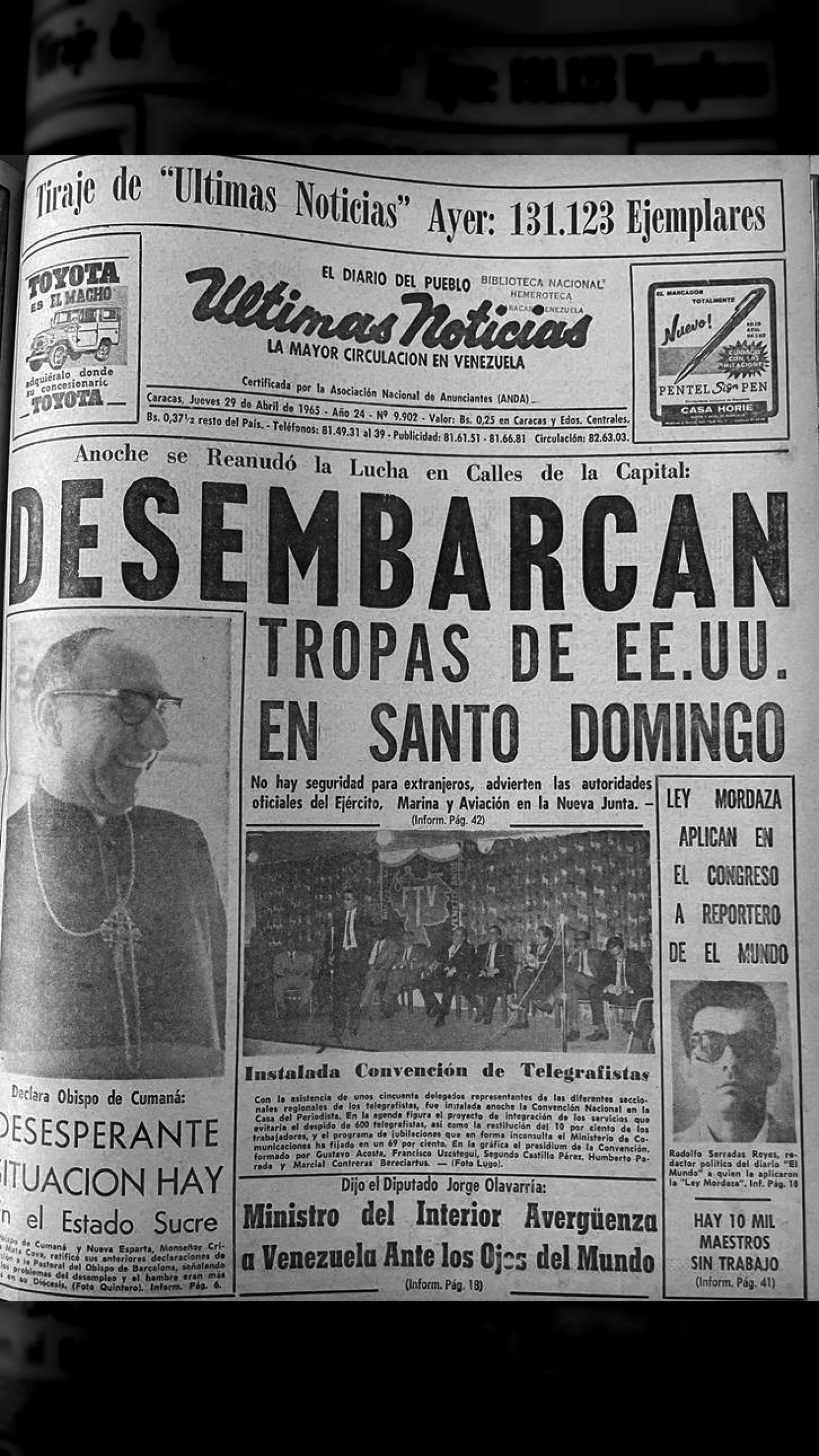 Desembarcan tropas de EEUU en Santo Domingo (Últimas Noticias, 29 de abril de 1965)