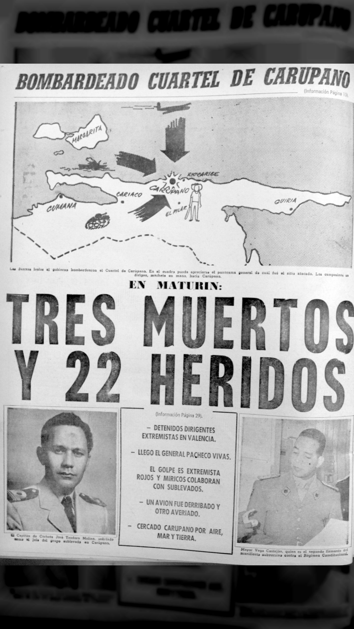 Bombardeado cuartel de Carúpano (Últimas Noticias, 4 de mayo de 1962)