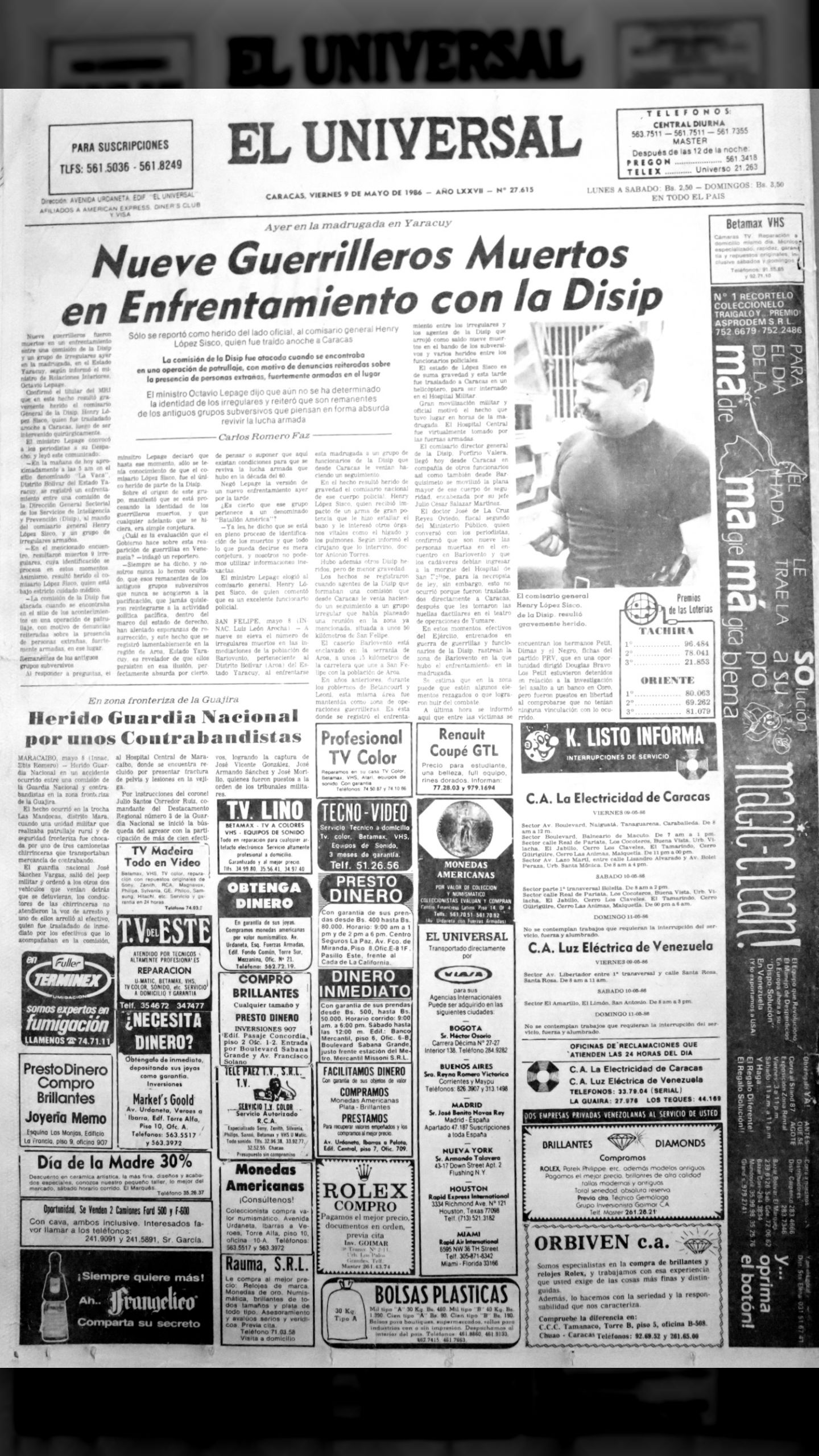 Las masacres de Yumare I (El Universal, 9 de mayo de 1986)