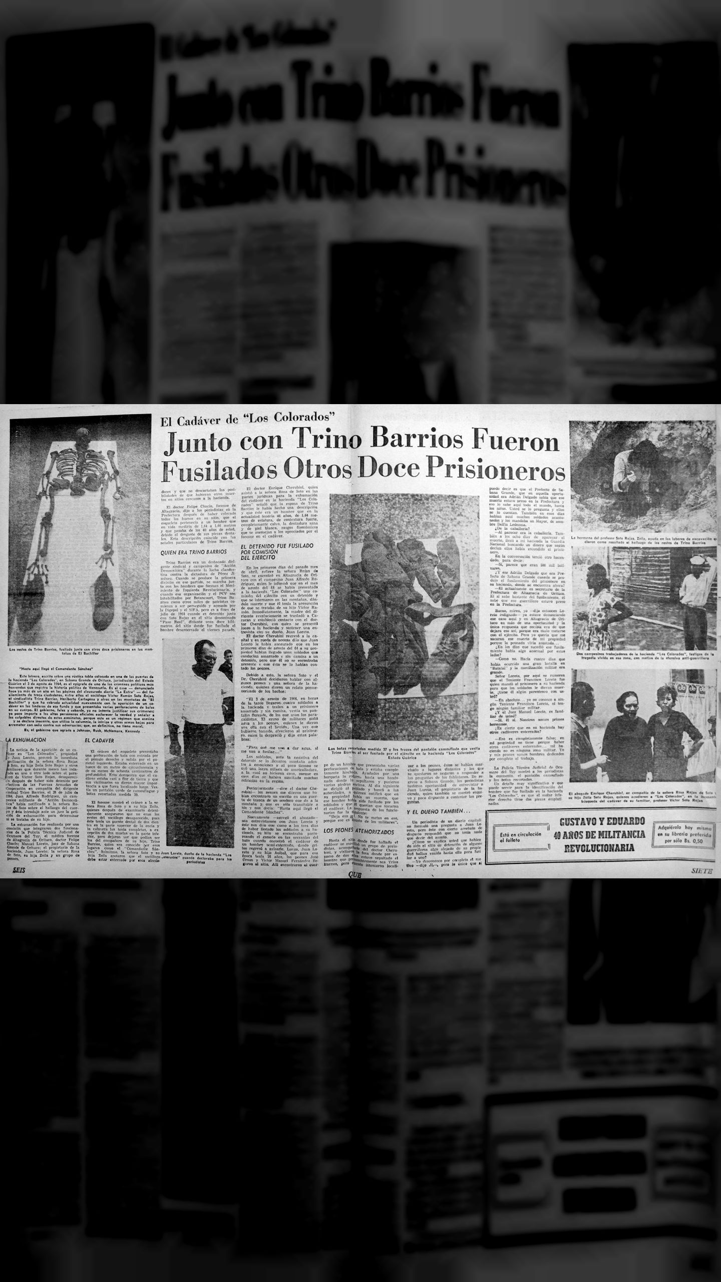 El Comandante Sánchez, Trino Barrios, junto con otros doce prisioneros fueron fusilados (QUÉ pasa en Venezuela, 20 de mayo 1966)