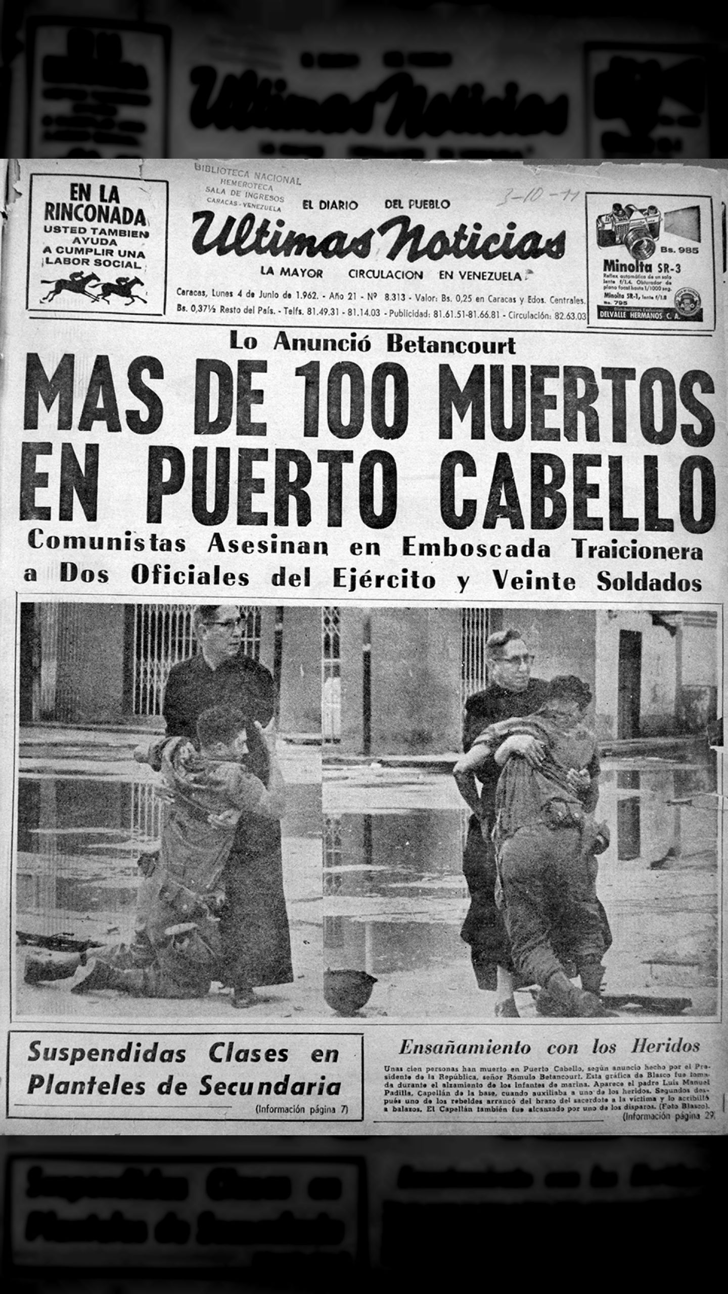 Más de 100 muertos en Puerto Cabello (Últimas Noticias, 4 de junio 1962)