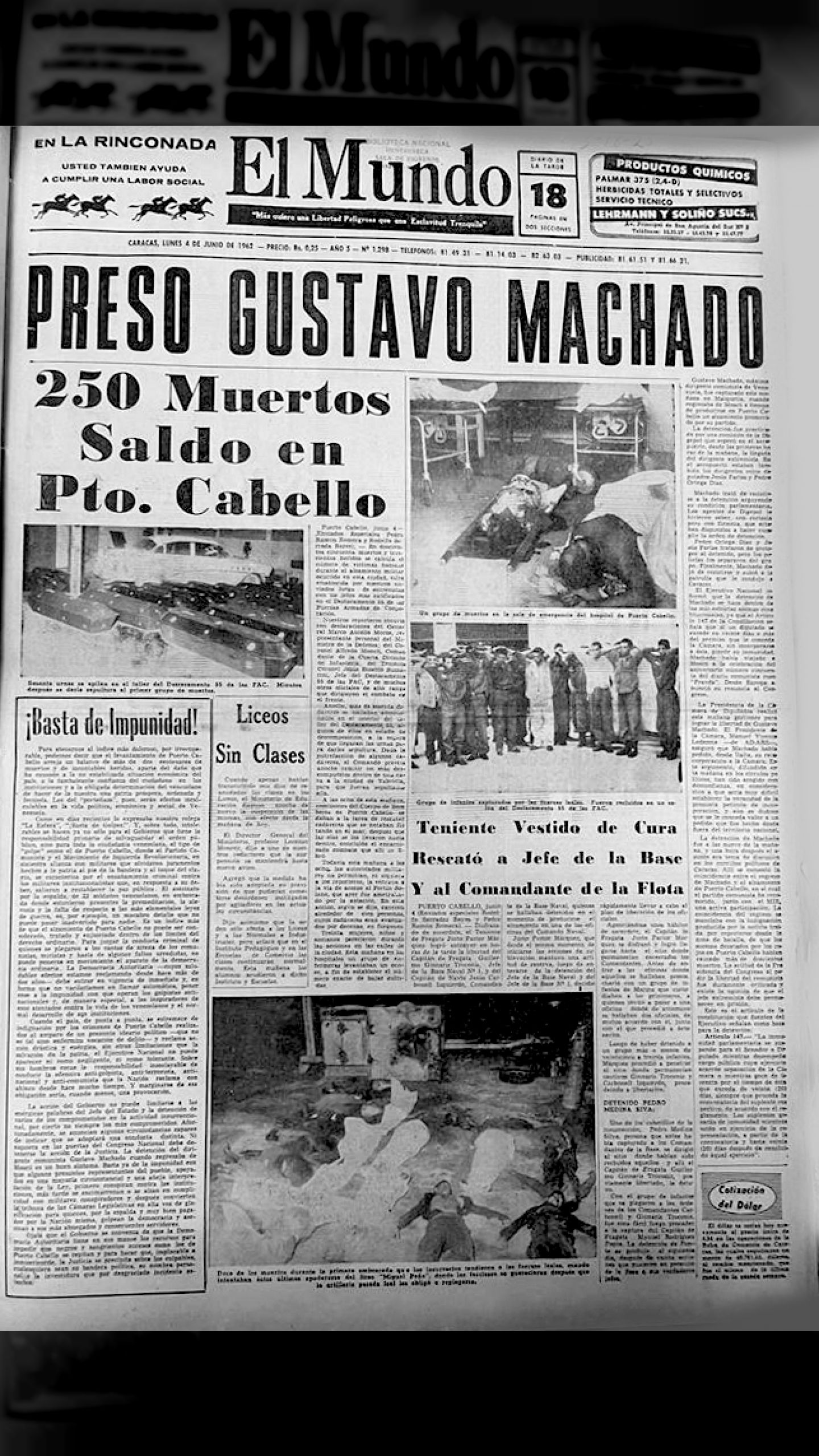 Preso Gustavo Machado (El Mundo, 04 junio 1962)