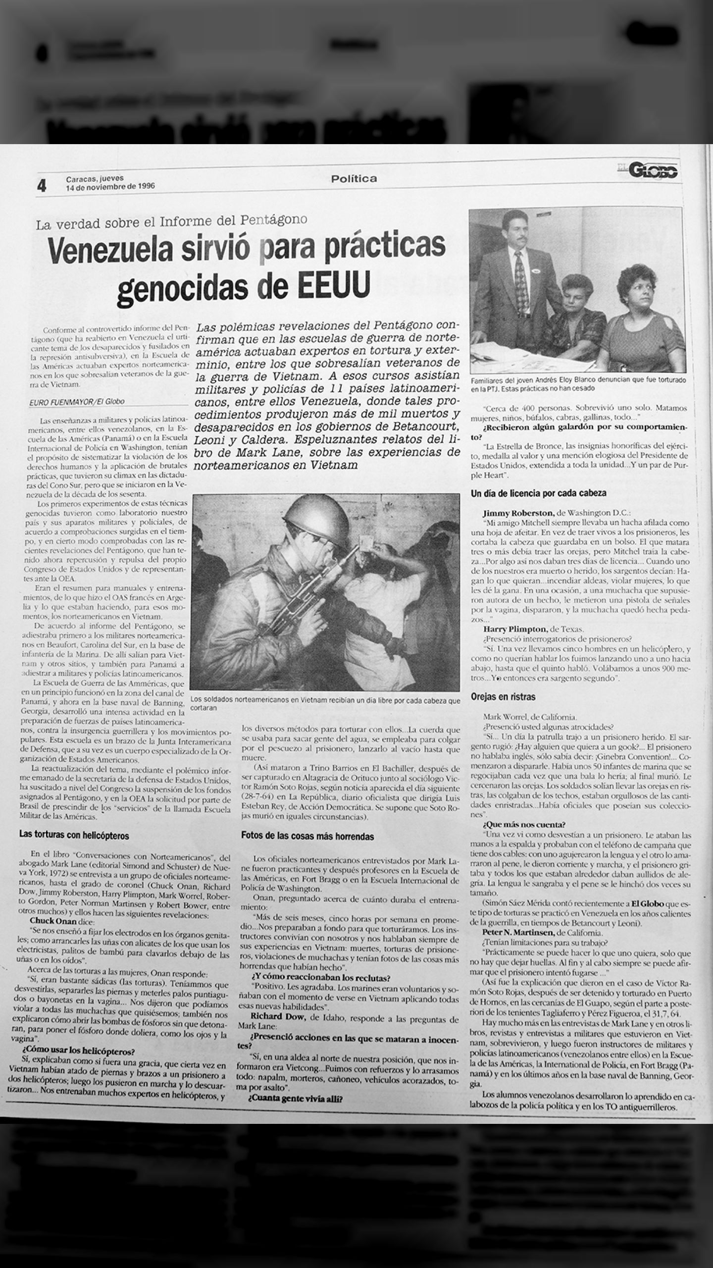 La verdad sobre el informe del Pentágono (EL GLOBO, 14 de noviembre 1996)