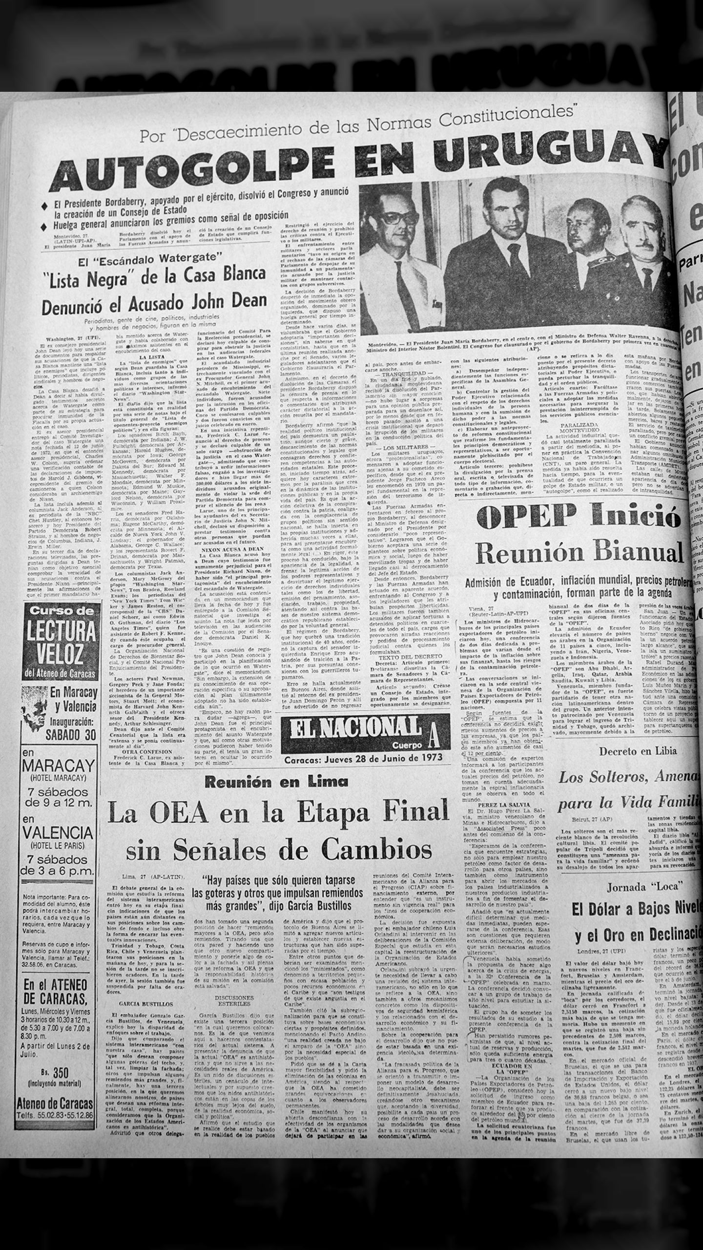 Dos golpes de estado en el Cono Sur (El Nacional, 18 de junio 1973)