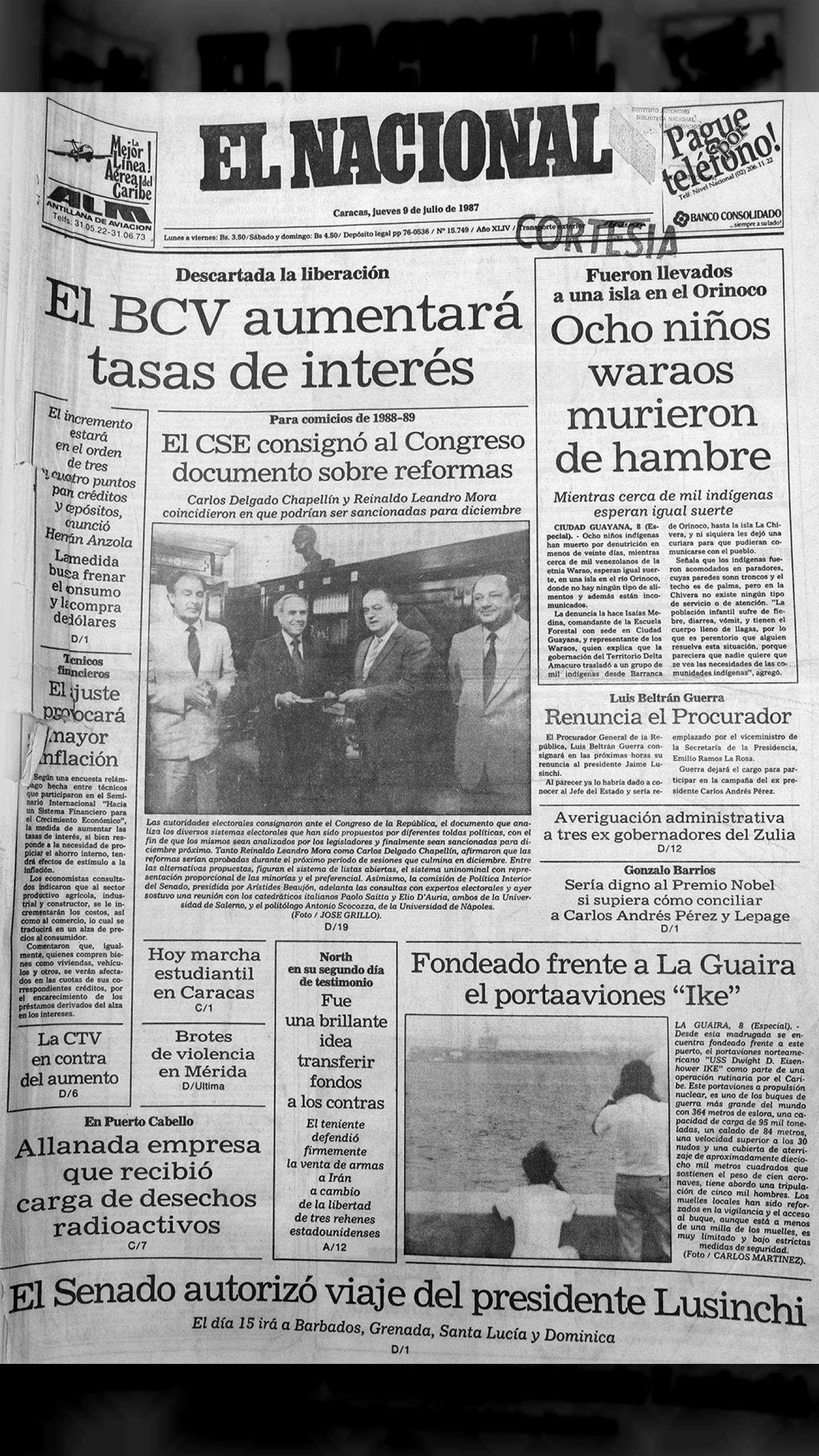 Ocho niños Warao murieron de hambre (El Nacional, 9 de julio 1987)