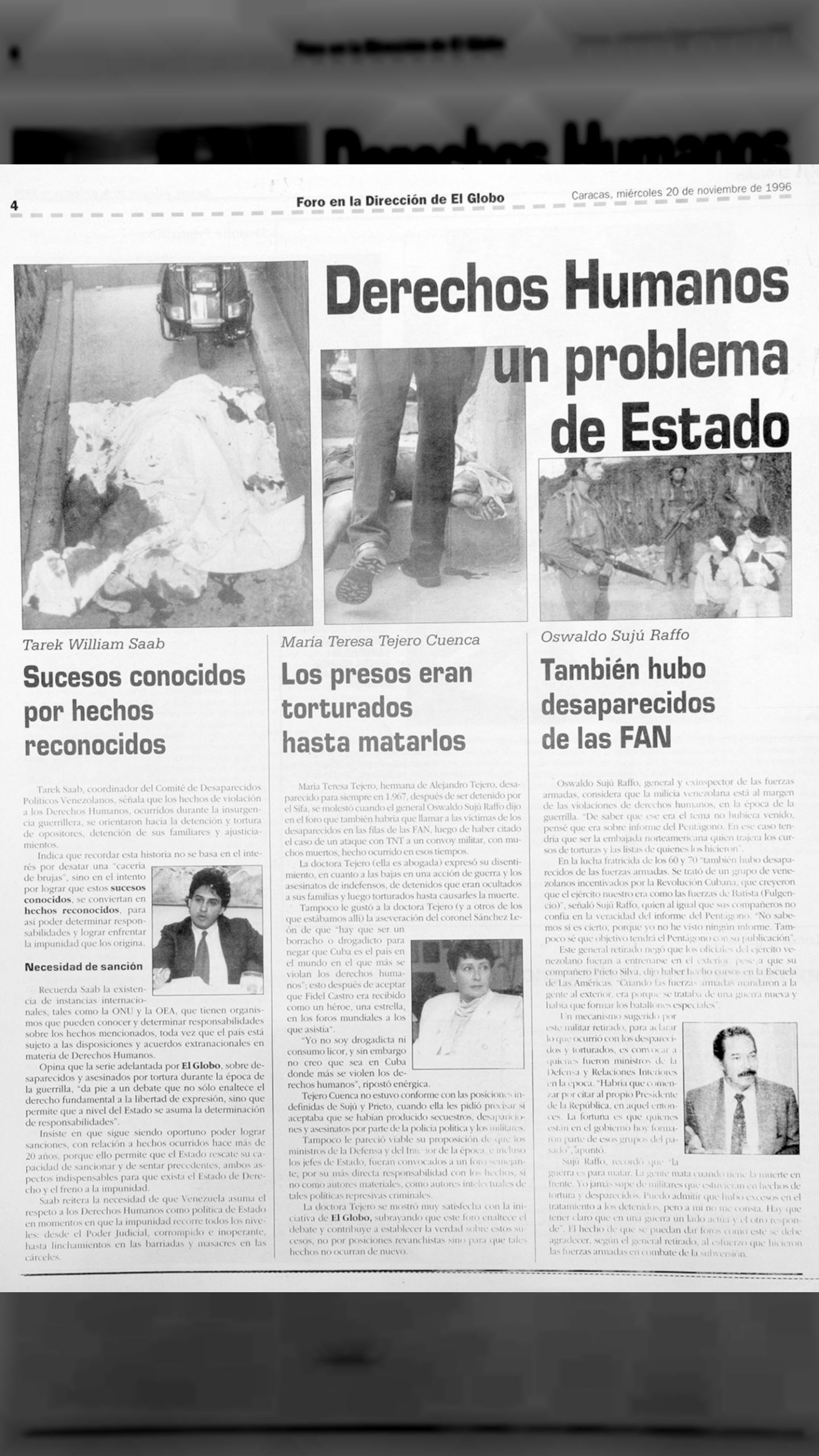 Derechos humanos un problema de Estado (El Globo, 20 noviembre 1996)