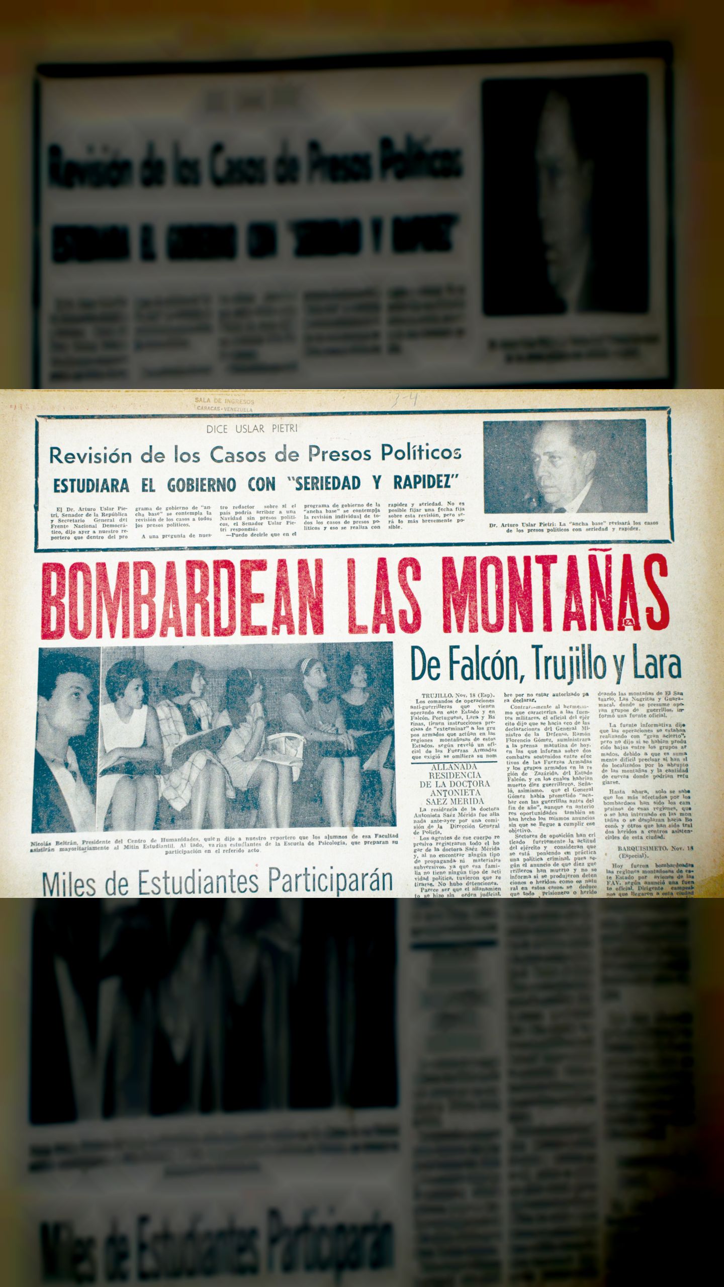 Bombardean las montañas de Falcón, Trujillo y Lara (La Extra, 18 de noviembre 1964)