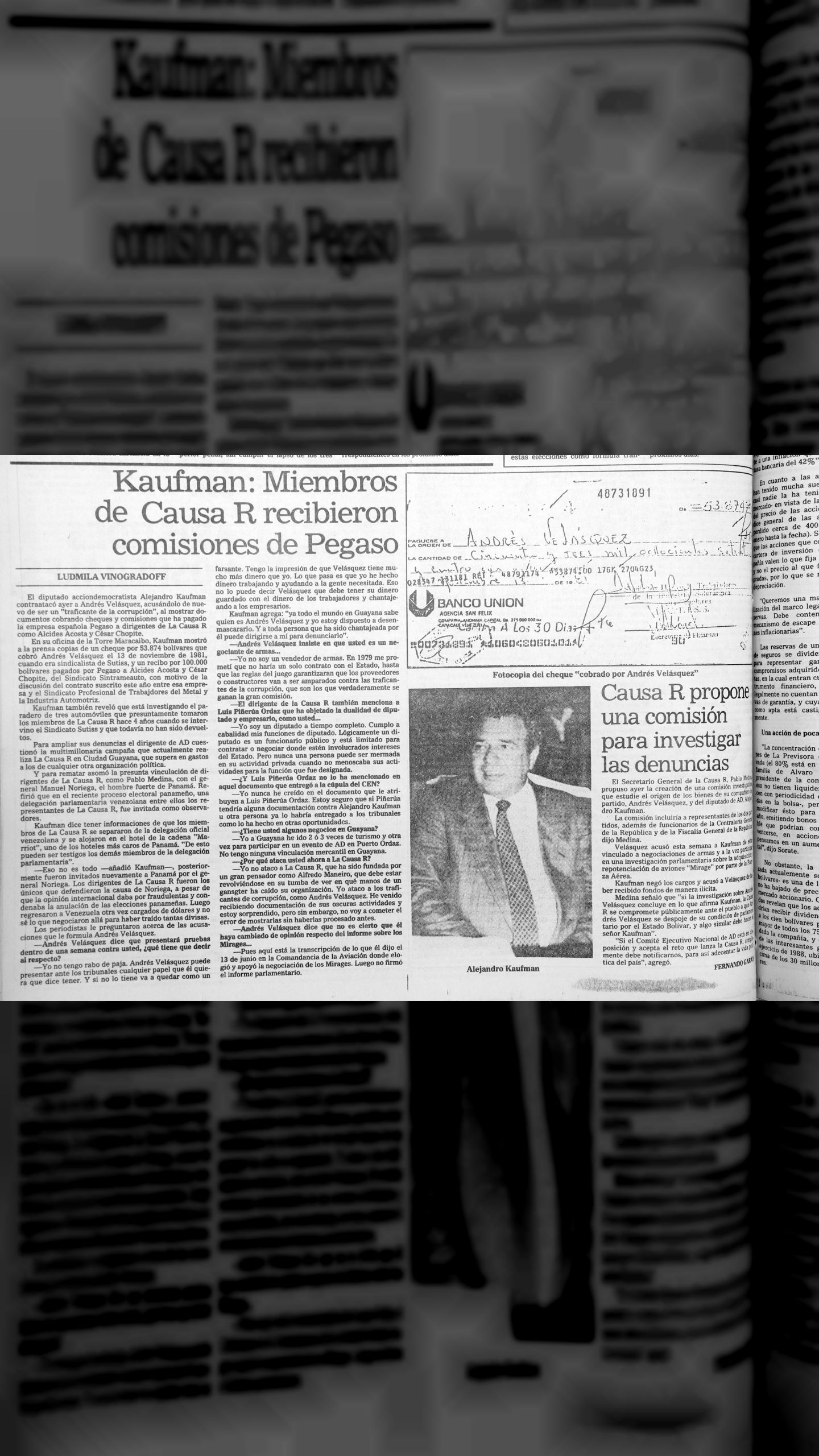 Andrés Velázquez es un traficante de la corrupción (El Nacional, 20 de julio  1989)