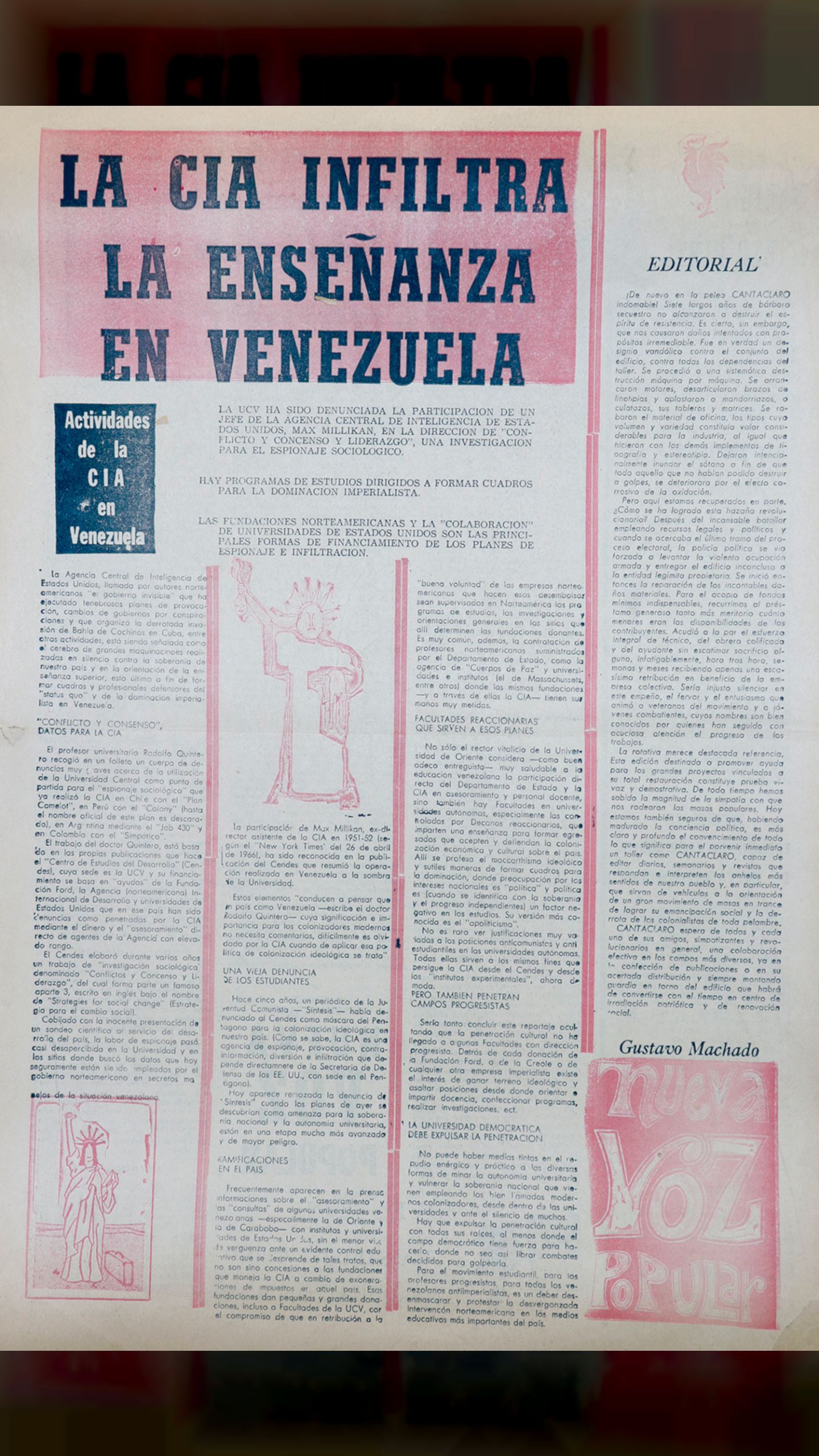 La CIA infiltra la enseñanza en Venezuela (Nueva Voz Popular, 26 de noviembre 1968)
