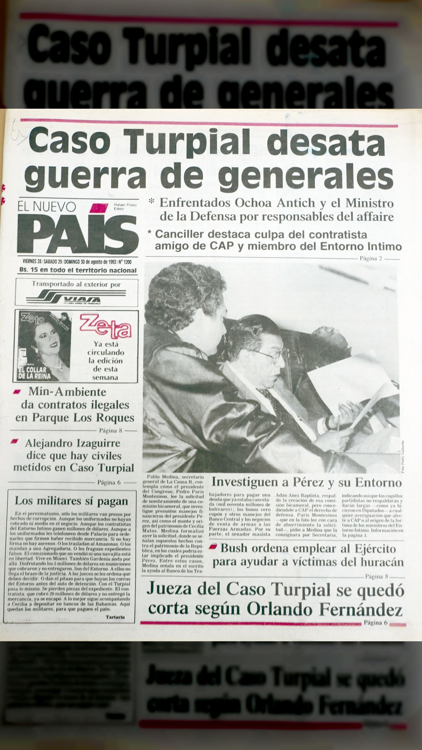 Caso Turpial desata Guerra de Generales (El Nuevo País, 28 de AGOSTO 1992)