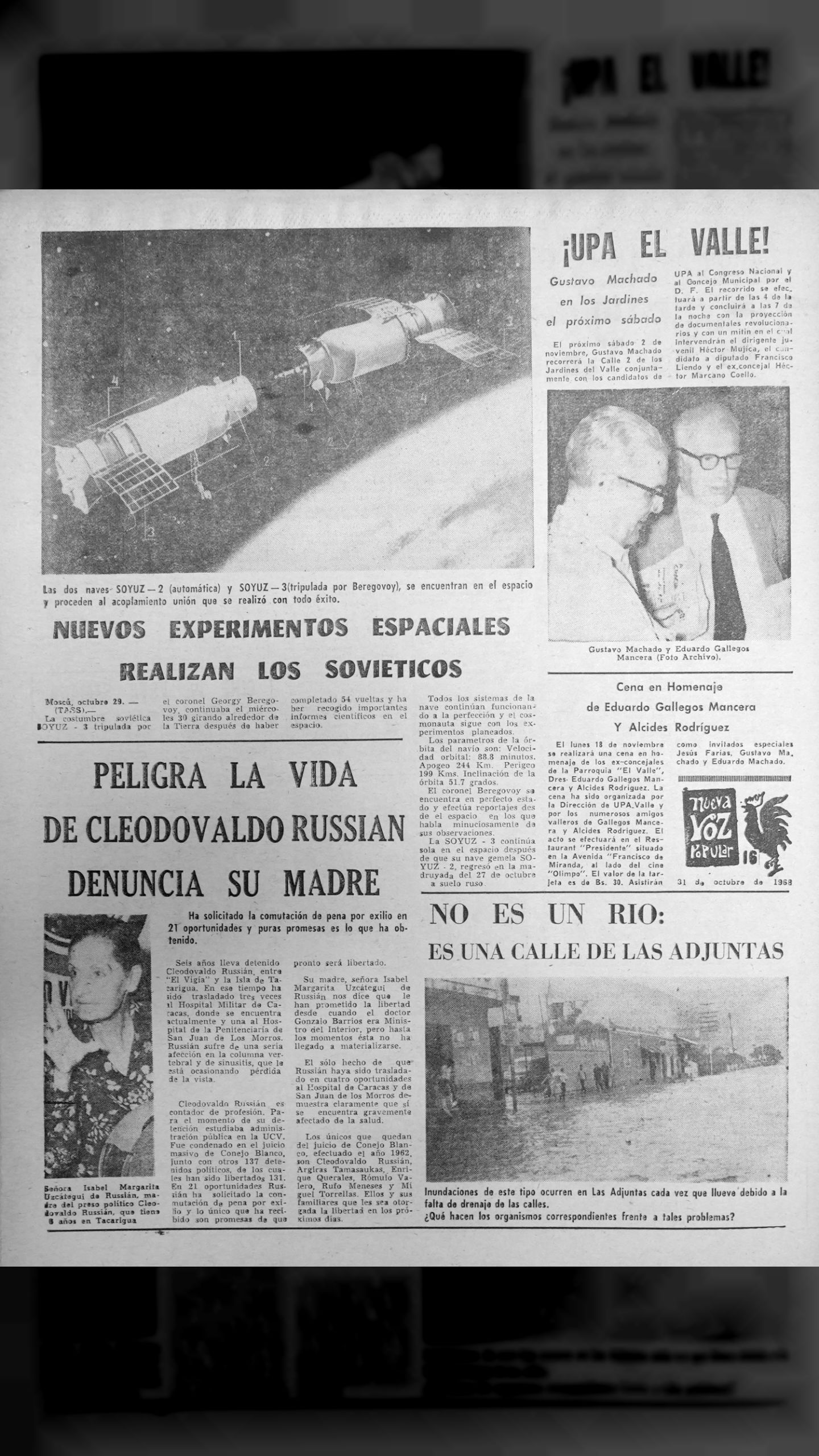 Peligra la vida de Clodosbaldo Russian (Nueva Voz Popular, 31 de octubre 1968)