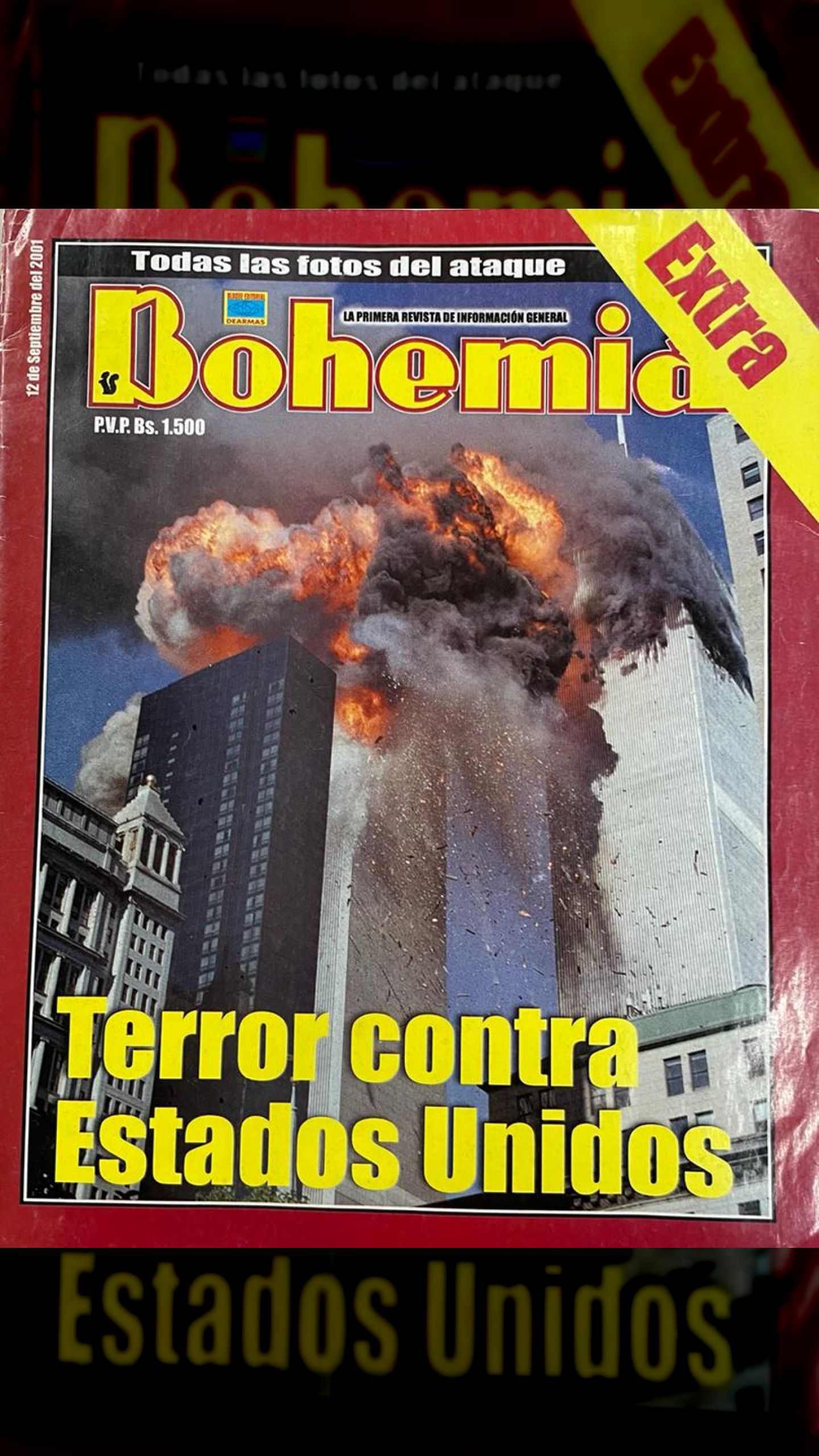 Extra! Terror contra Estados Unidos (Bohemia, 12 de septiembre 2001)