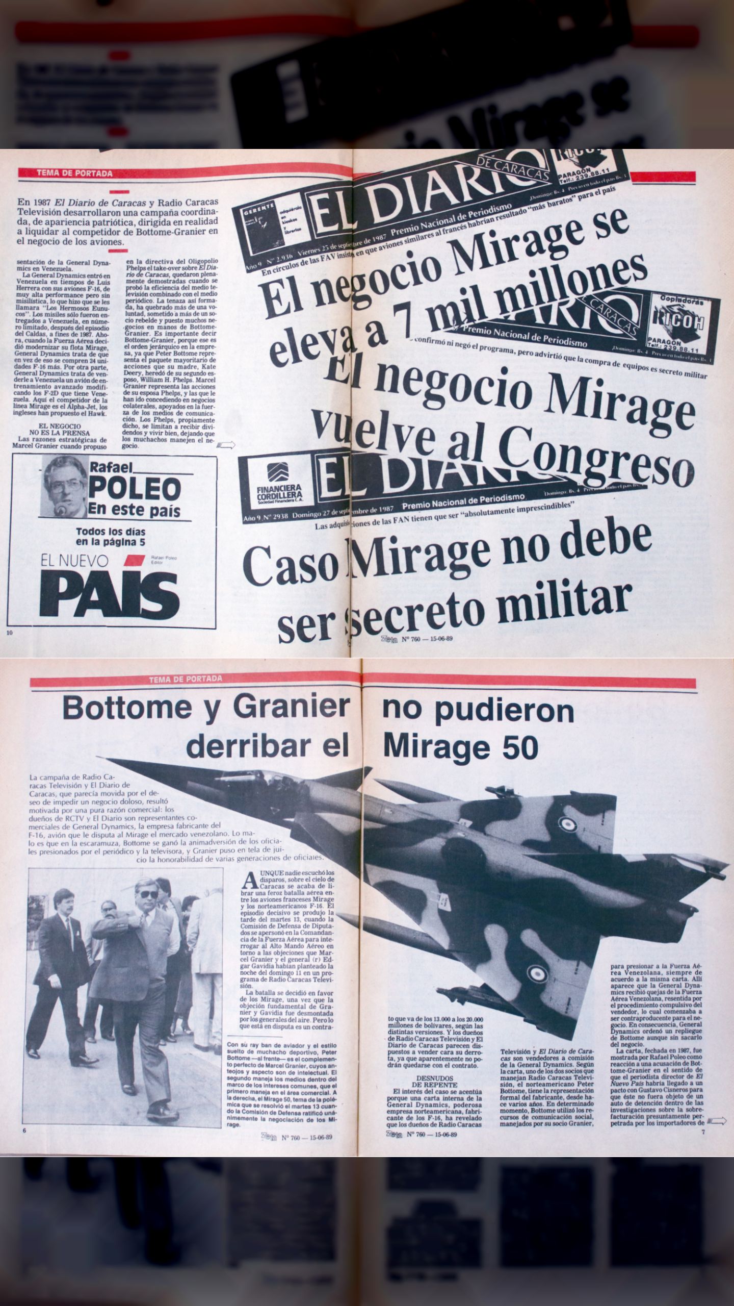 El Diario de Caracas y RCTV lanzan campaña mediática contra la fuerza aérea venezolana (Revista Zeta, 15 al 26 de junio 1989)