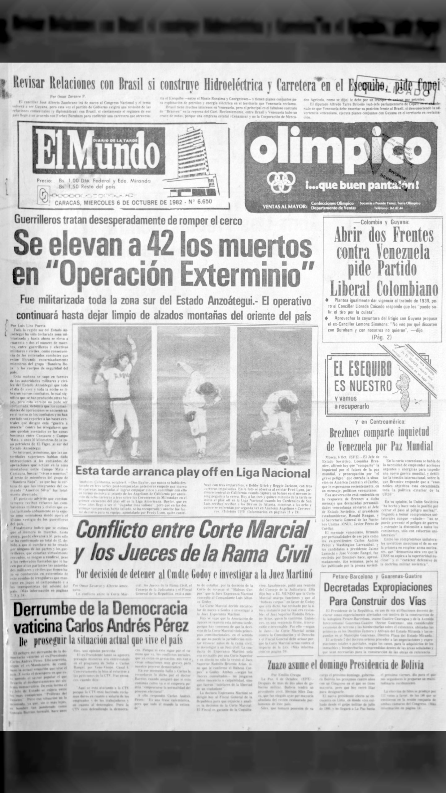 Operación Exterminio (El Mundo, 06 de octubre 1982)