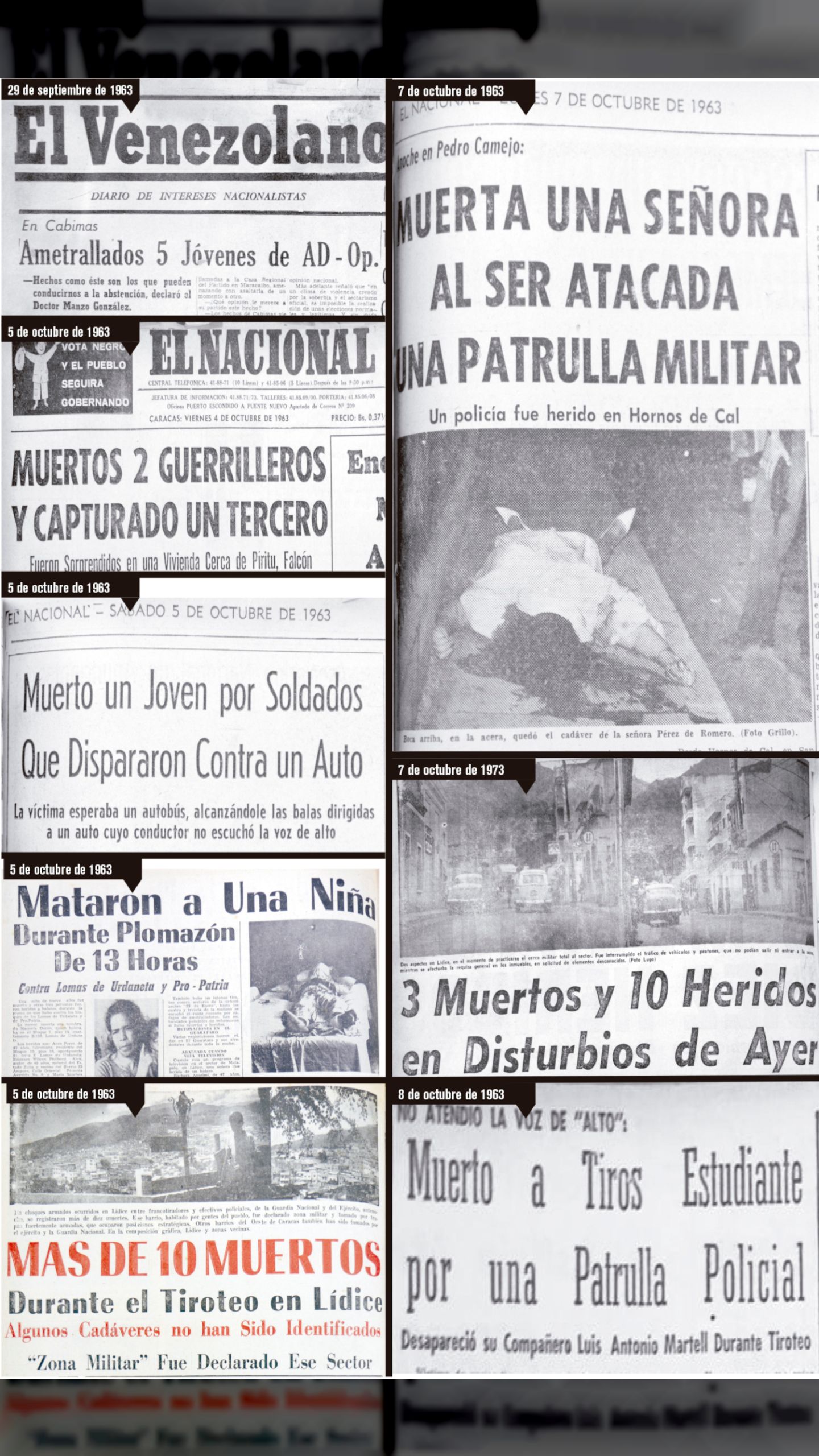 Collage de prensa de la semana represiva octubre de 1963