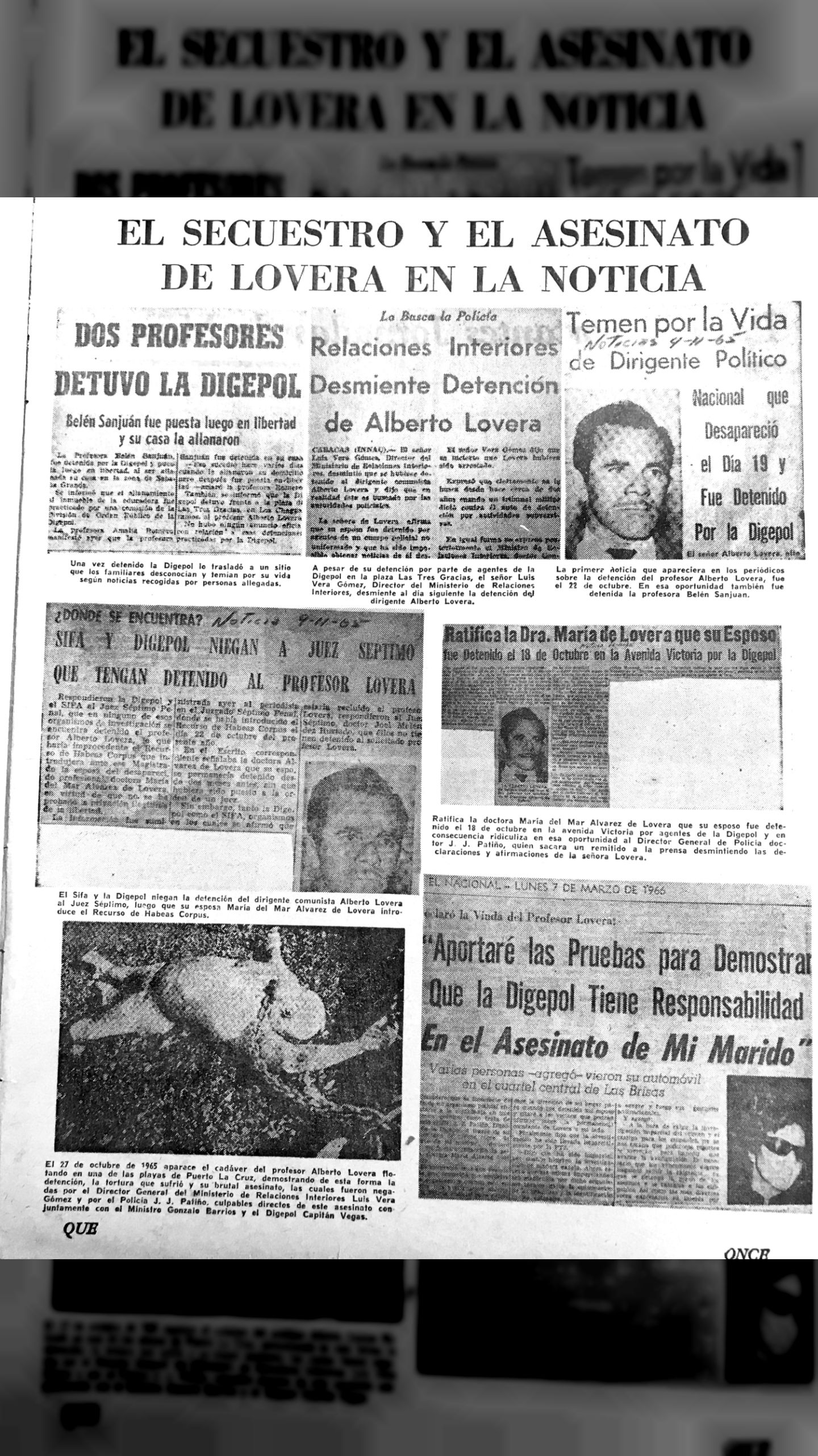 El secuestro y el asesinato de Lovera en la noticia (¿QUÉ pasa en Venezuela? 29 de octubre 1966 – Nº 119)