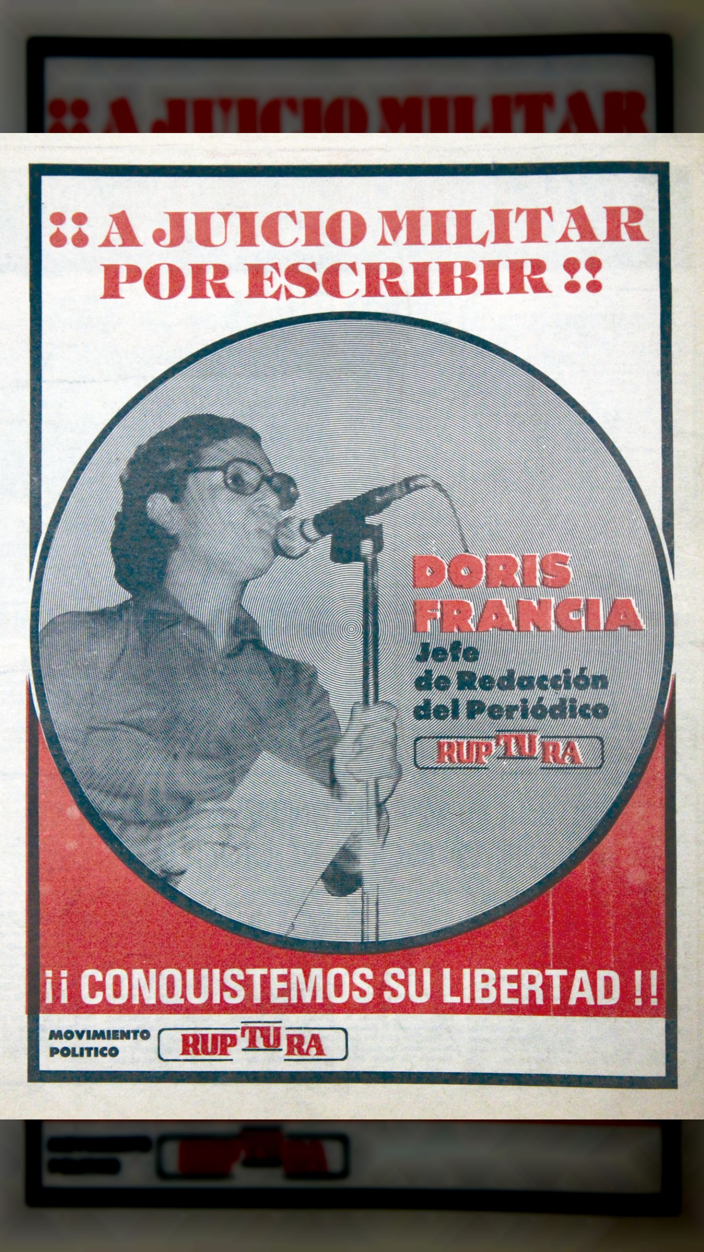 ¡A juicio militar por escribir! Doris Francia (Ruptura, octubre de 1977)