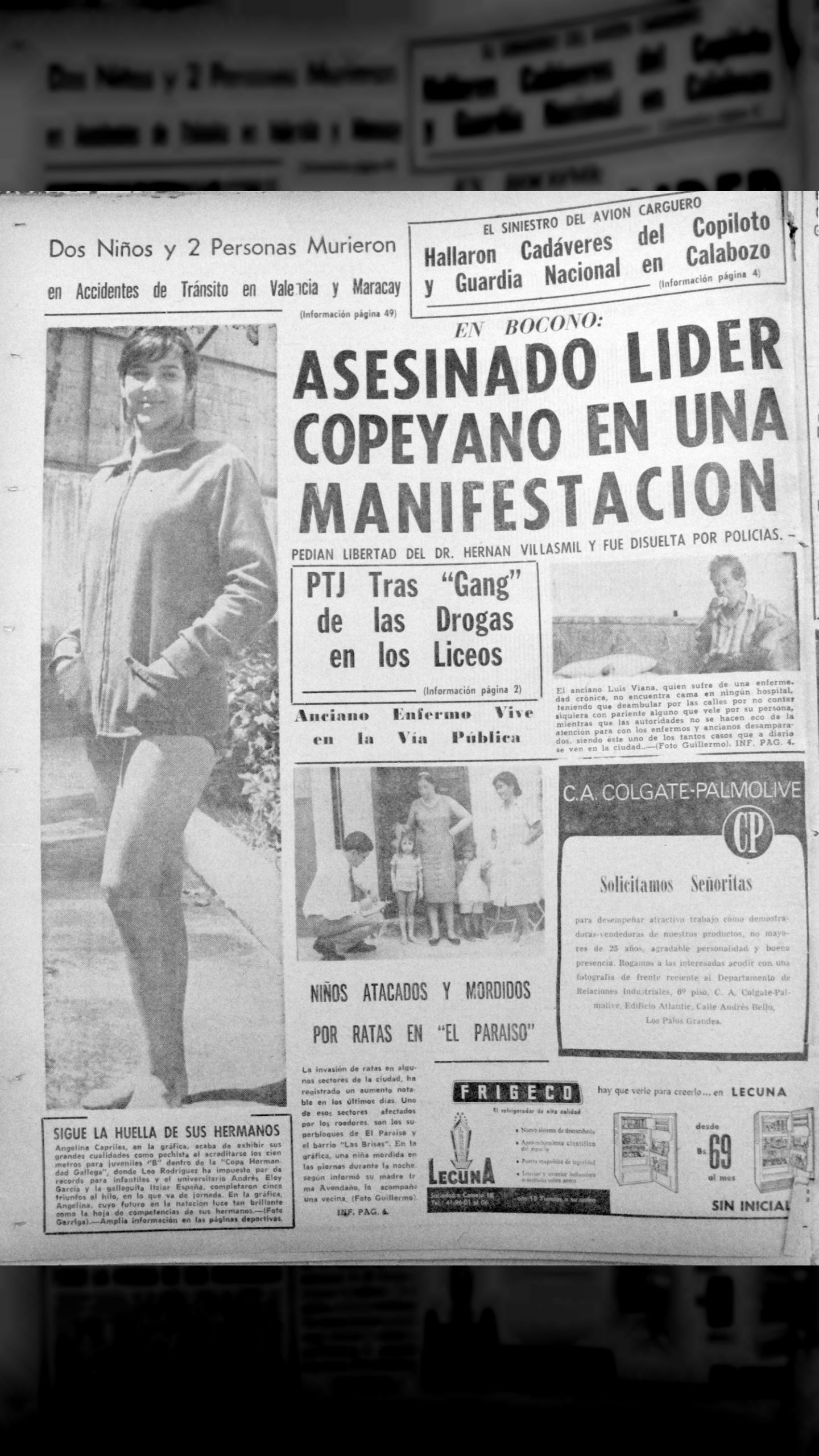 Sub secretario general de Copei es asesinado por la policía cuando lideraba una manifestación pacífica (Últimas Noticias, 12 de octubre 1966)