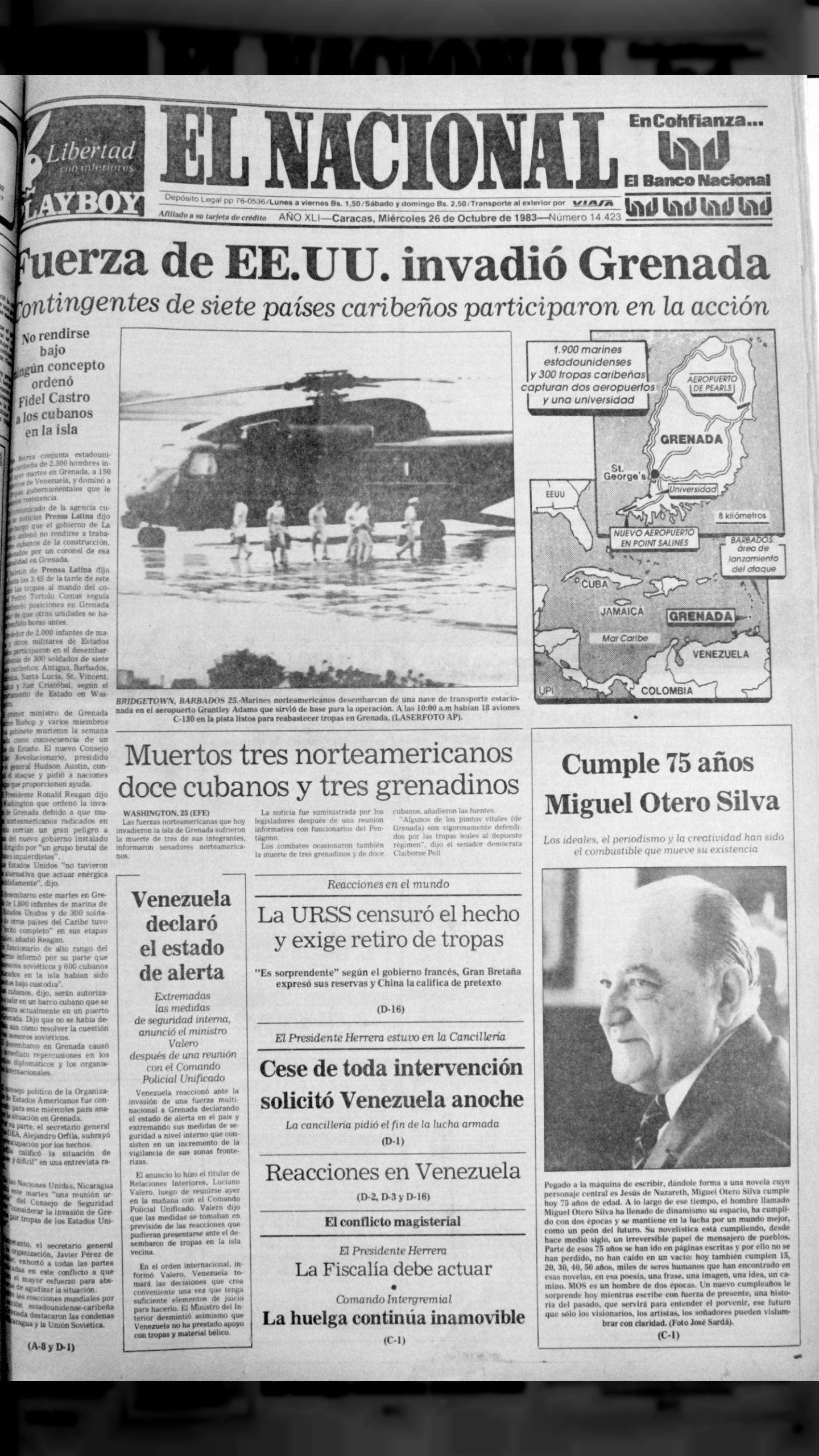 Fuerza de EEUU invadió Grenada (El Nacional, 26 de octubre 1983)