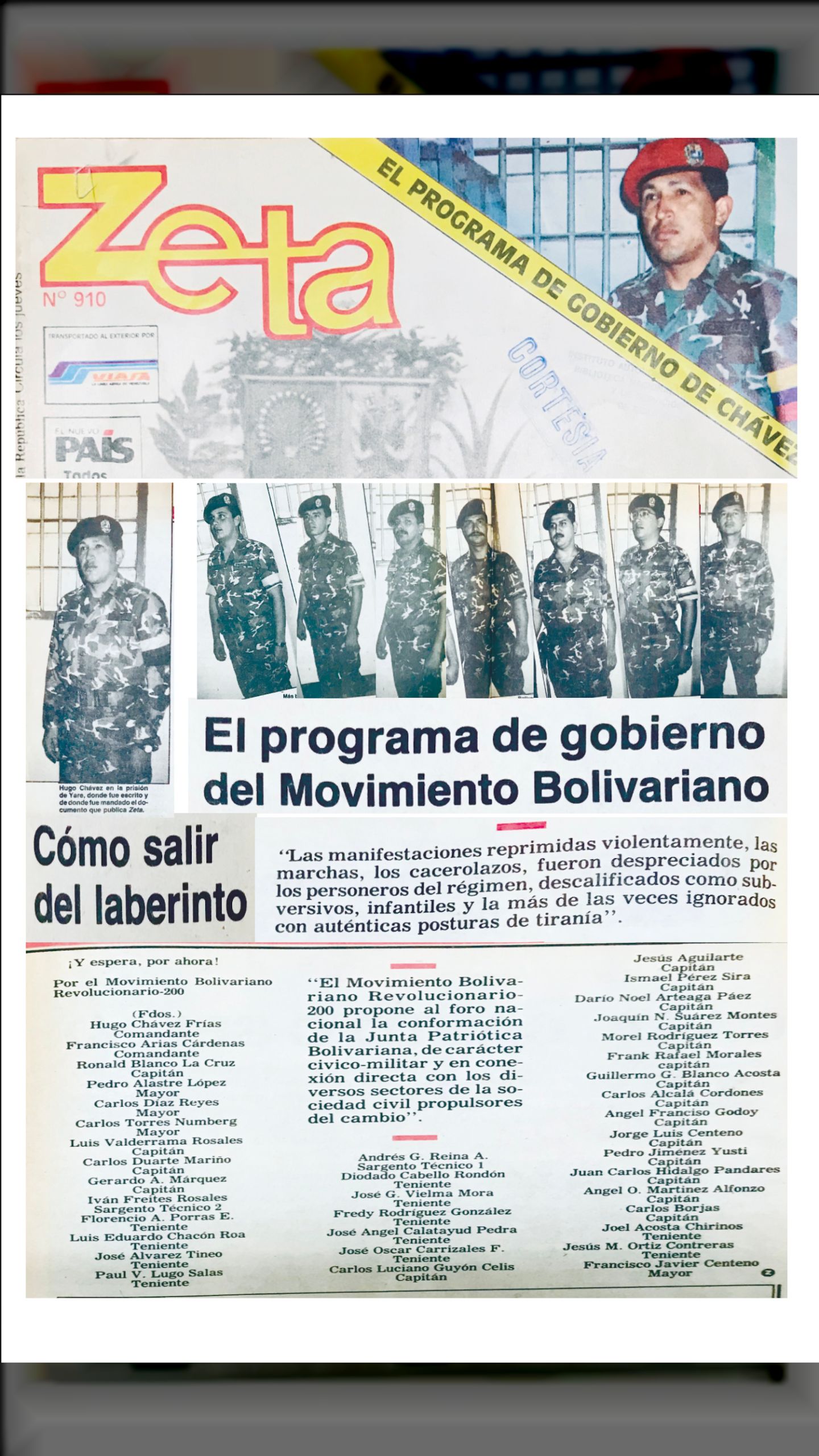 EL PROGRAMA DE GOBIERNO DEL MBR-200 (Revista ZETA,  24 de agosto 1992)