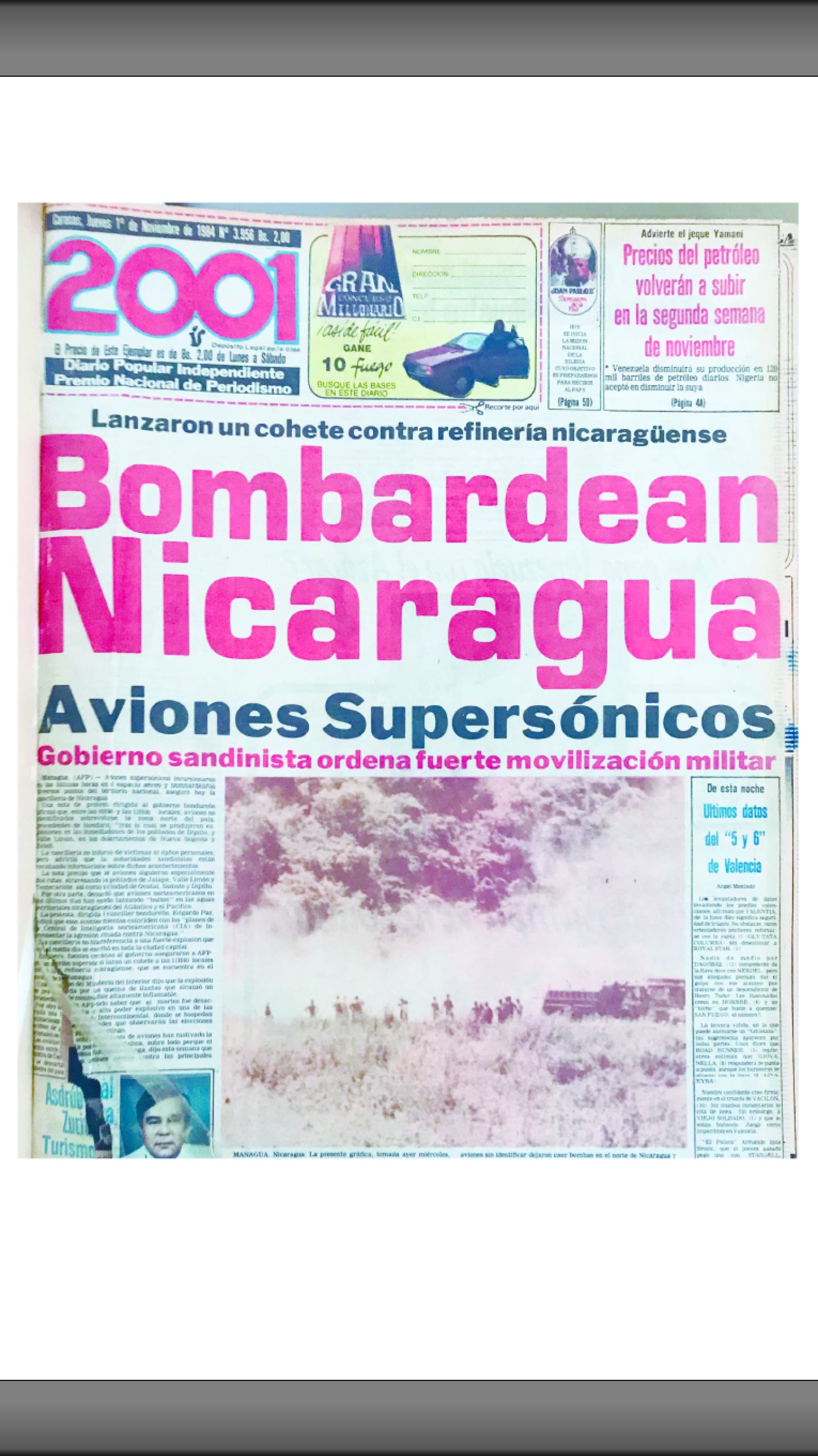 Bombardean Nicaragua con aviones supersónicos (2001, 01/11/1984)