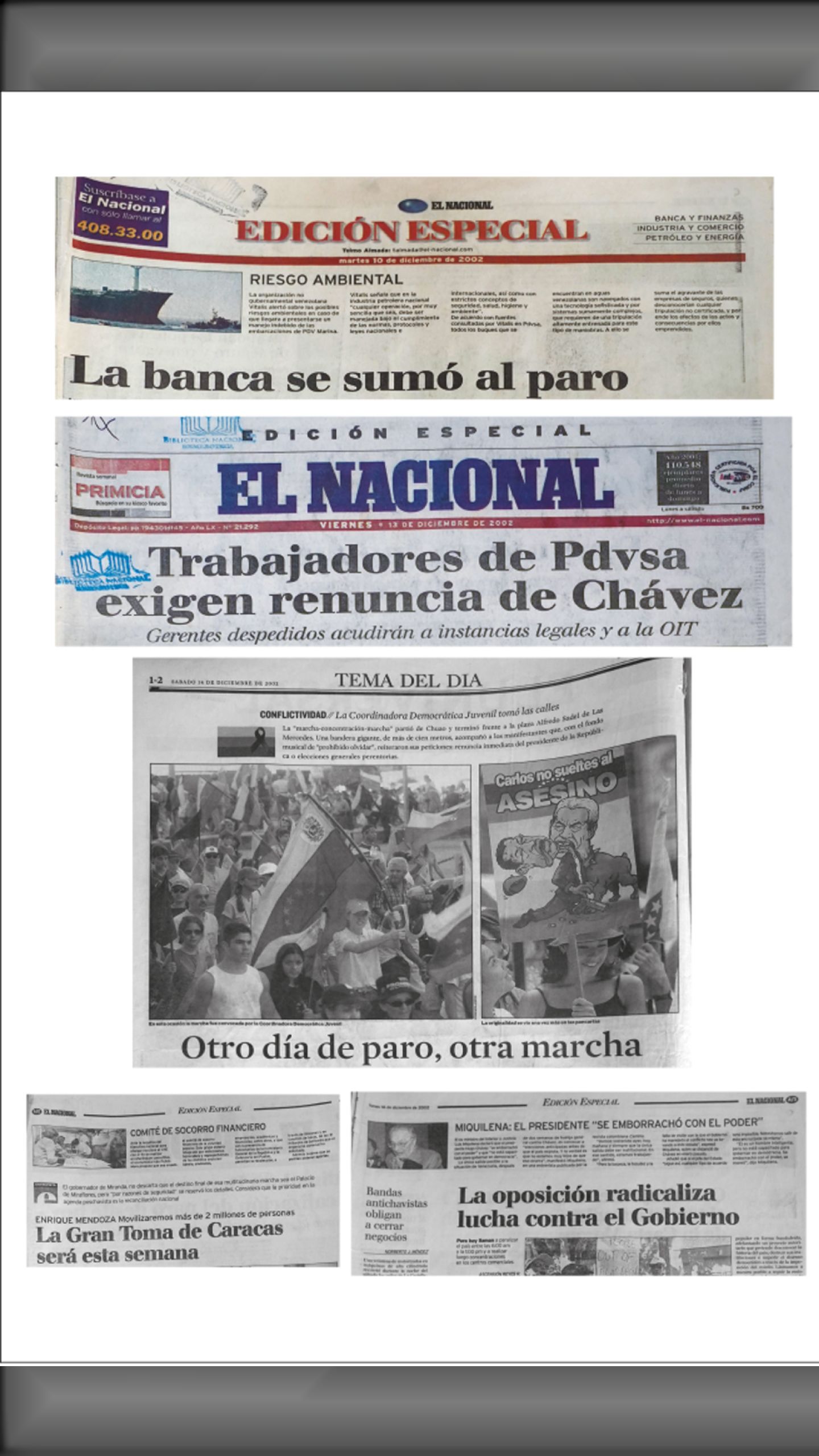 Las ediciones especiales de El Nacional durante el paro petrolero (diciembre de 2002)