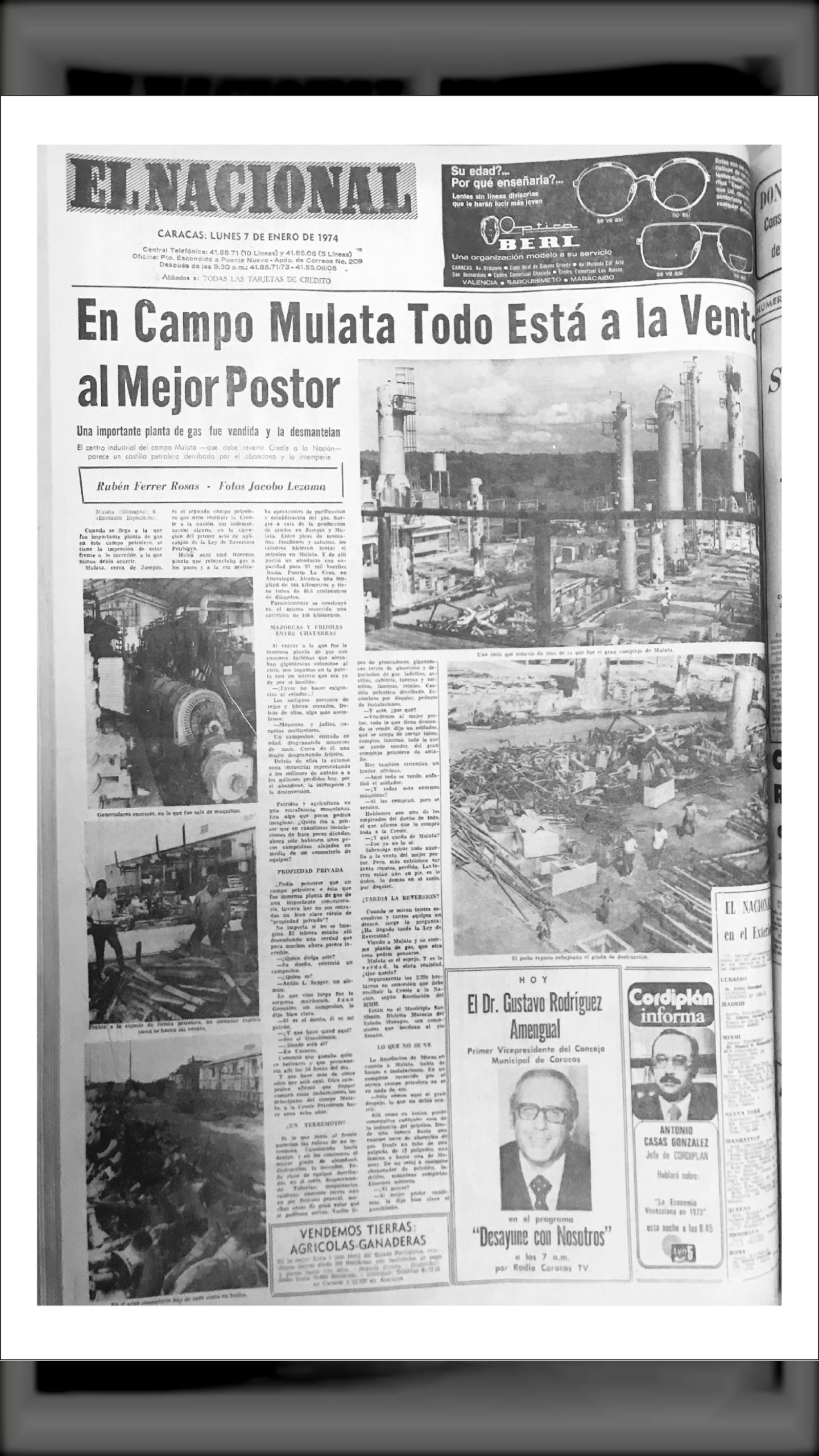 Campo Mulata – Ley de Reversión Petrolera (EL NACIONAL, 07 de enero 1974)