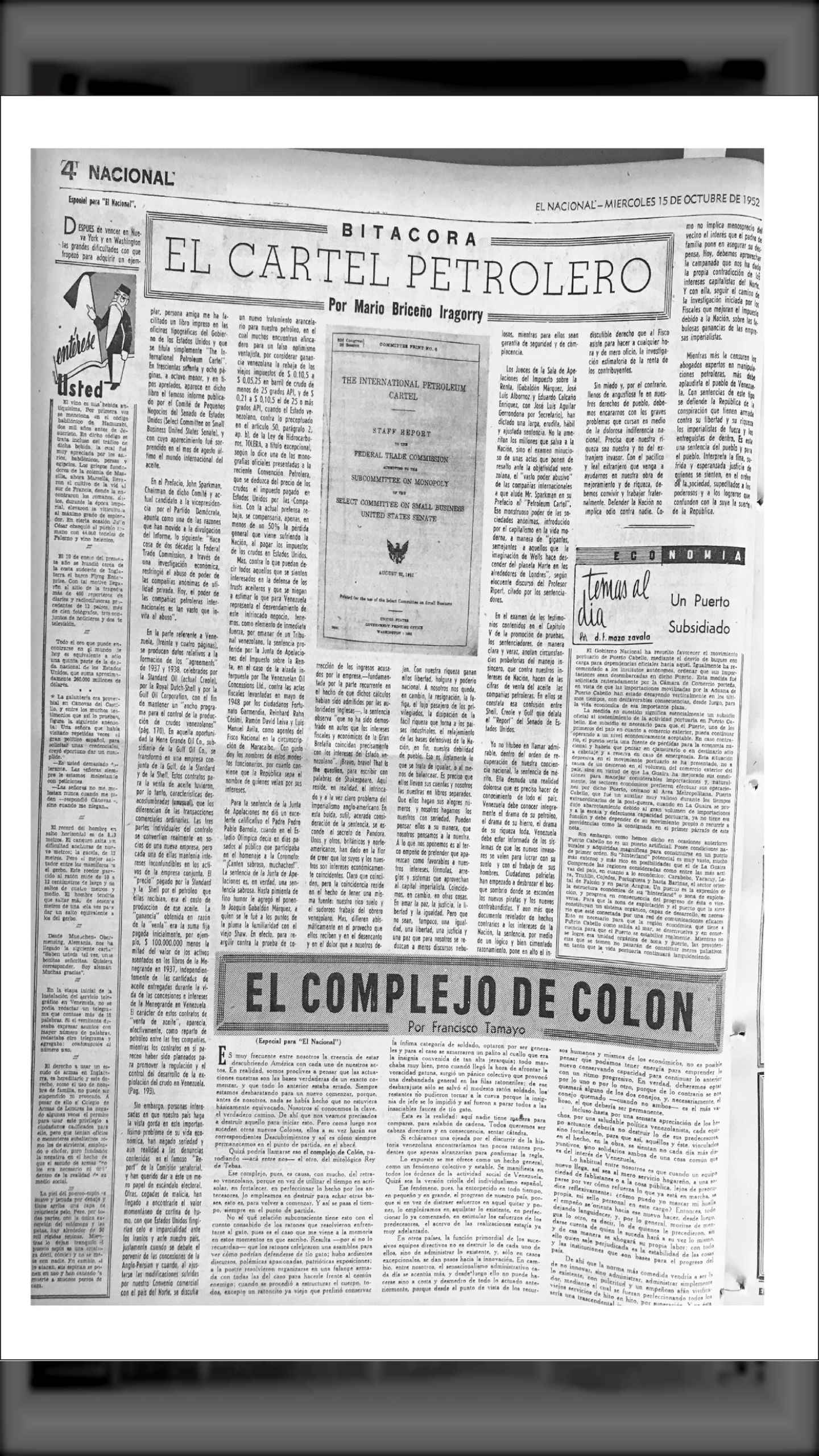 El cartel internacional del petróleo (El Nacional, 15 de octubre de 1952)