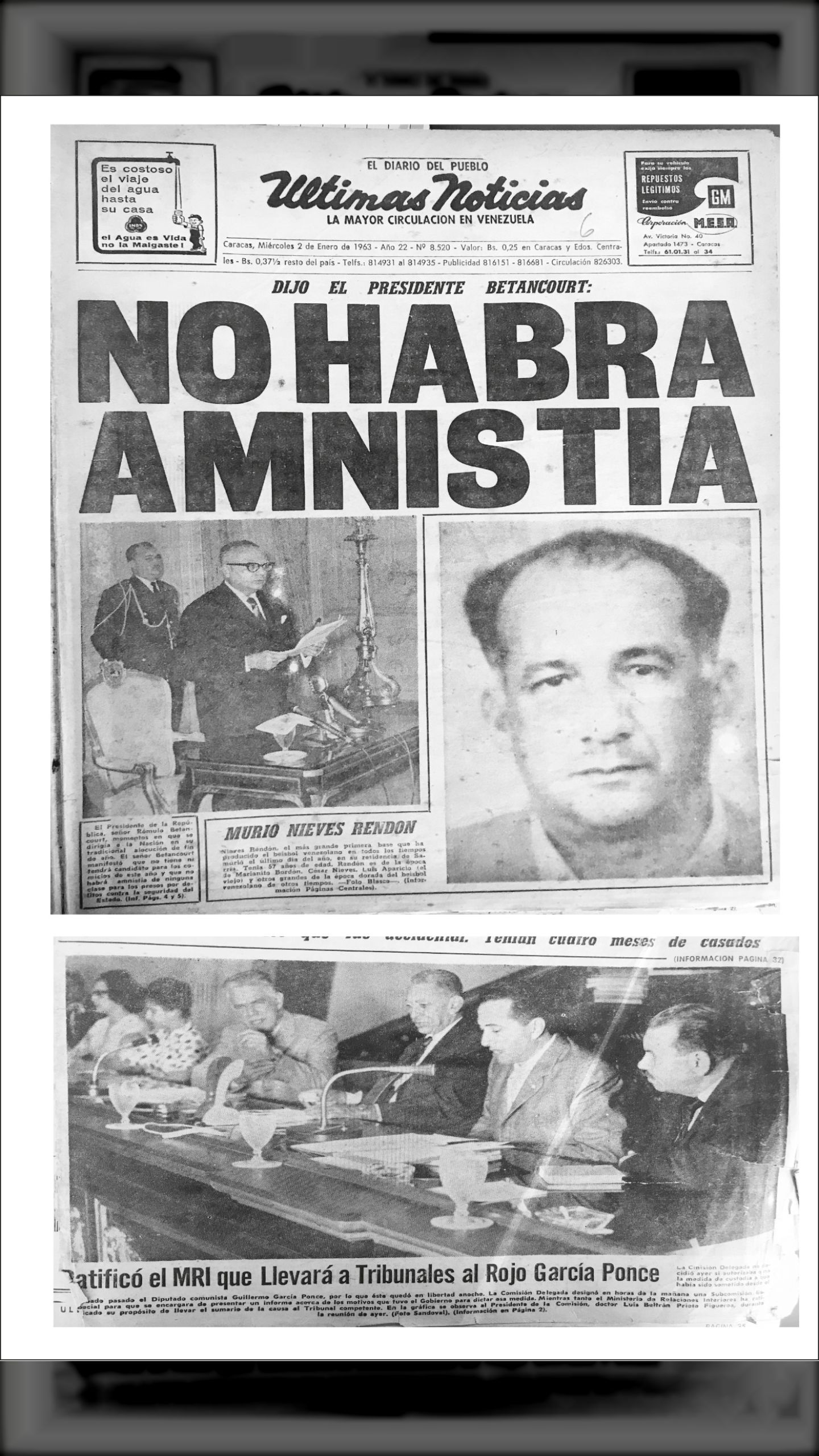 No habrá amnistía (Últimas Noticias, 2 de enero 1963)