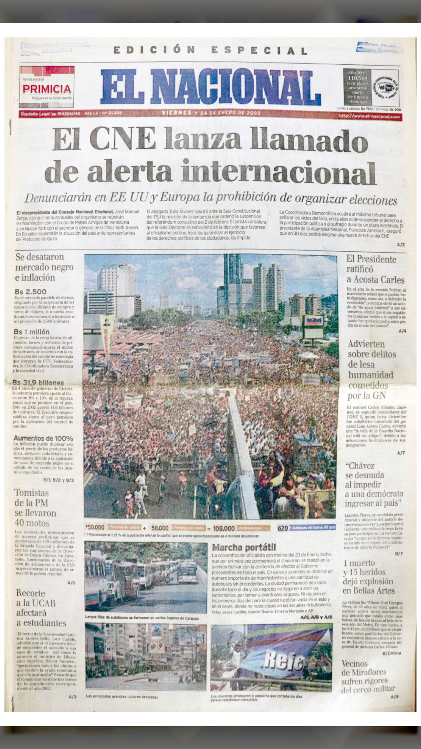 Marcha Portátil (El Nacional, viernes 24 de enero de 2003)