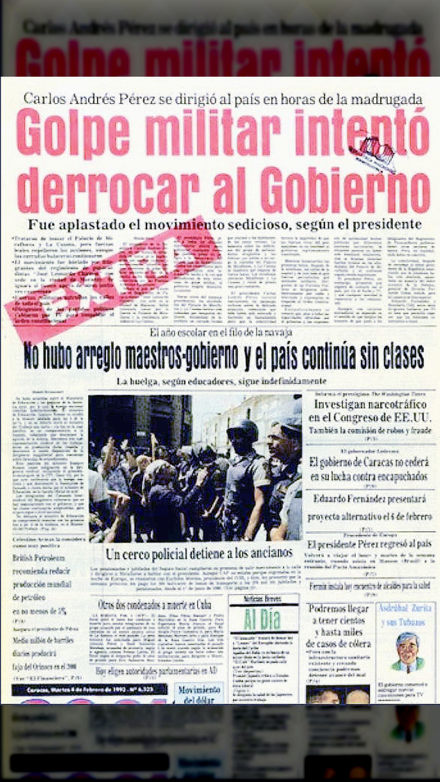 Golpe Militar intentó derrocar al gobierno (2001, 05 de febrero 1992)