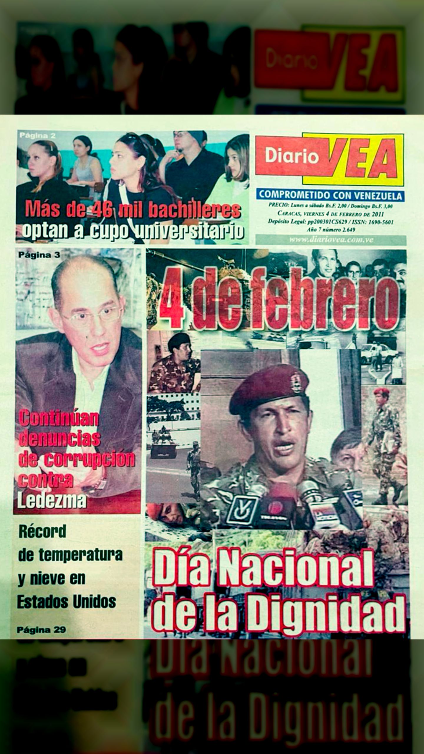 4 DE FEBRERO - DÍA DE LA DIGNIDAD NACIONAL (DIARIO VEA, 04 DE FEBRER0 2011)