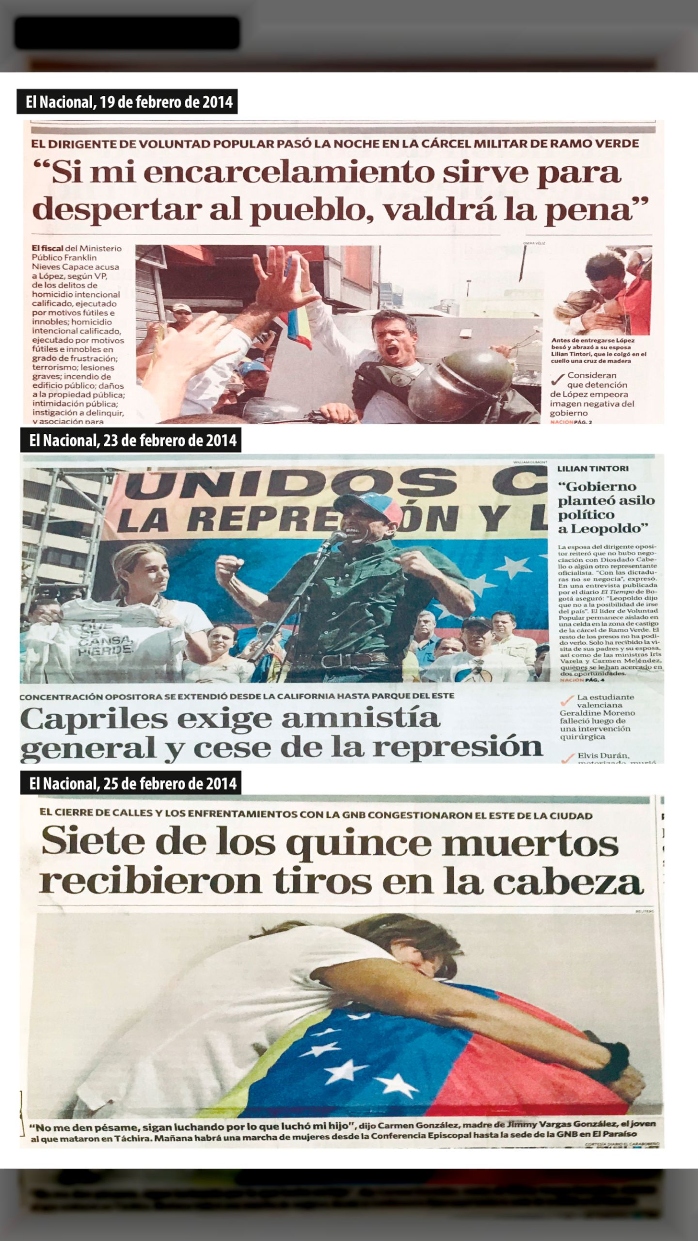 LA OPOSICIÓN LLAMA A “CALENTAR LA CALLE” (EL NACIONAL, febrero 2014 )