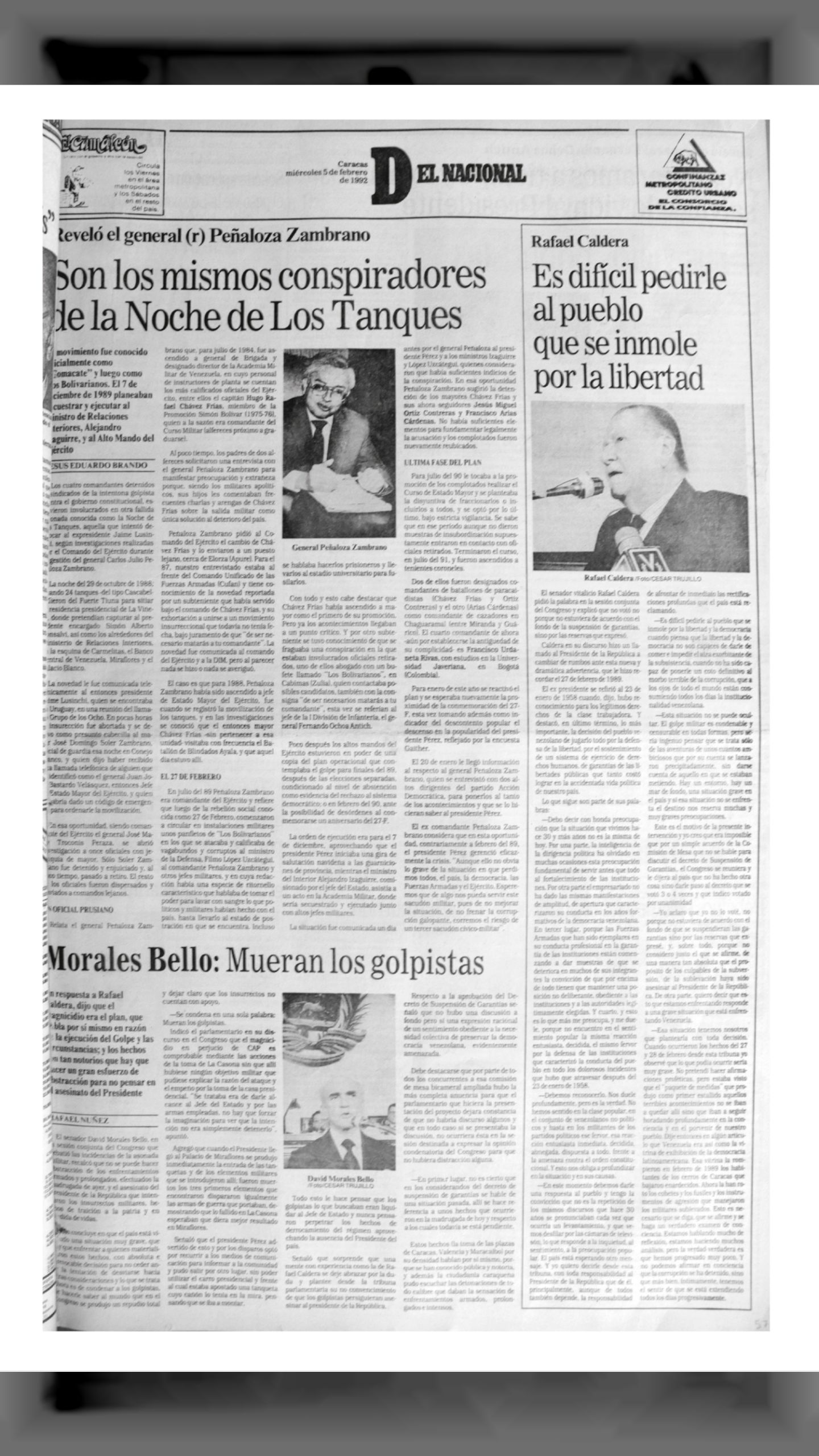 MUERAN LOS GOLPISTAS (EL NACIONAL, 05 de febrero 1992)