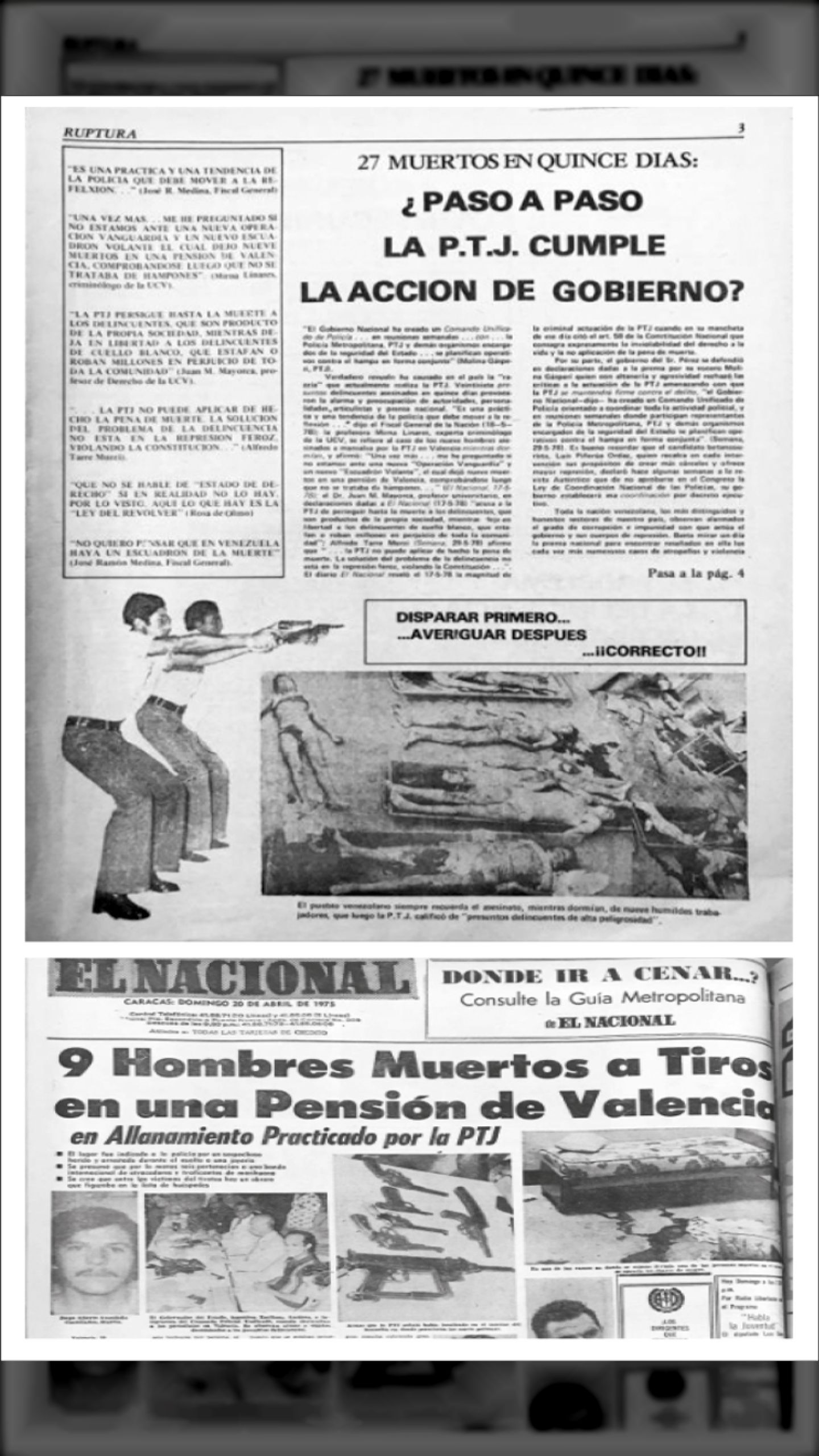 La Masacre de la calle Páez-Valencia (EL NACIONAL, 20 de abril de 1975)