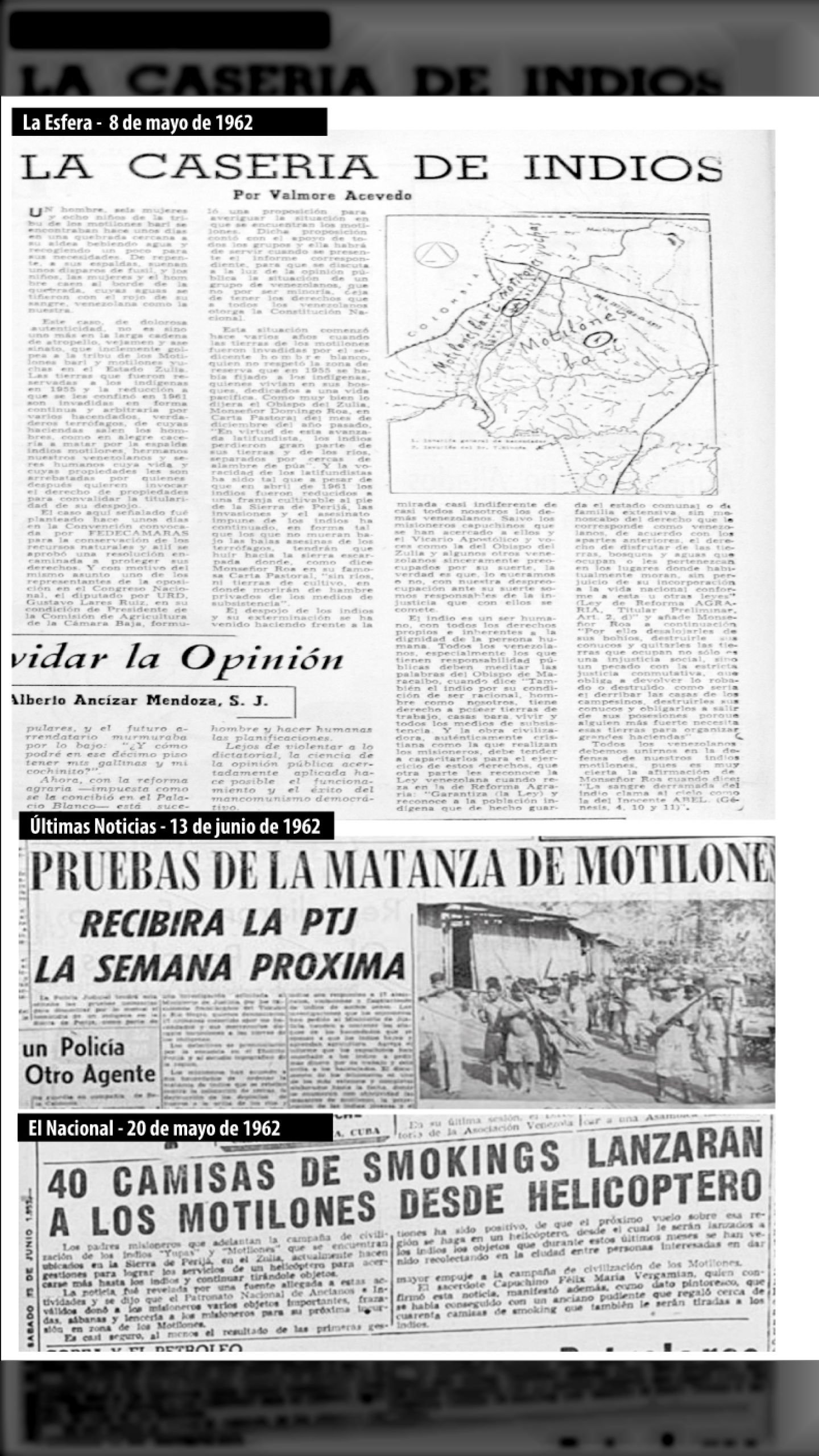 MASACRE DE MOTILONES EN LA SIERRA DE PERIJÁ (LA ESFERA, 08 de mayo 1962)