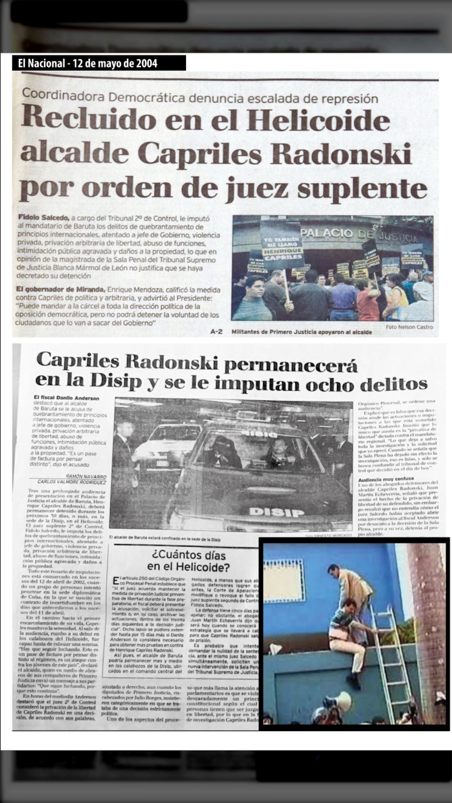 DANILO ANDERSON IMPUTÓ OCHO DELITOS AL ALCALDE DE BARUTA HENRIQUE CAPRILES RADONSKY (EL NACIONAL, 12 DE MAYO 2004)