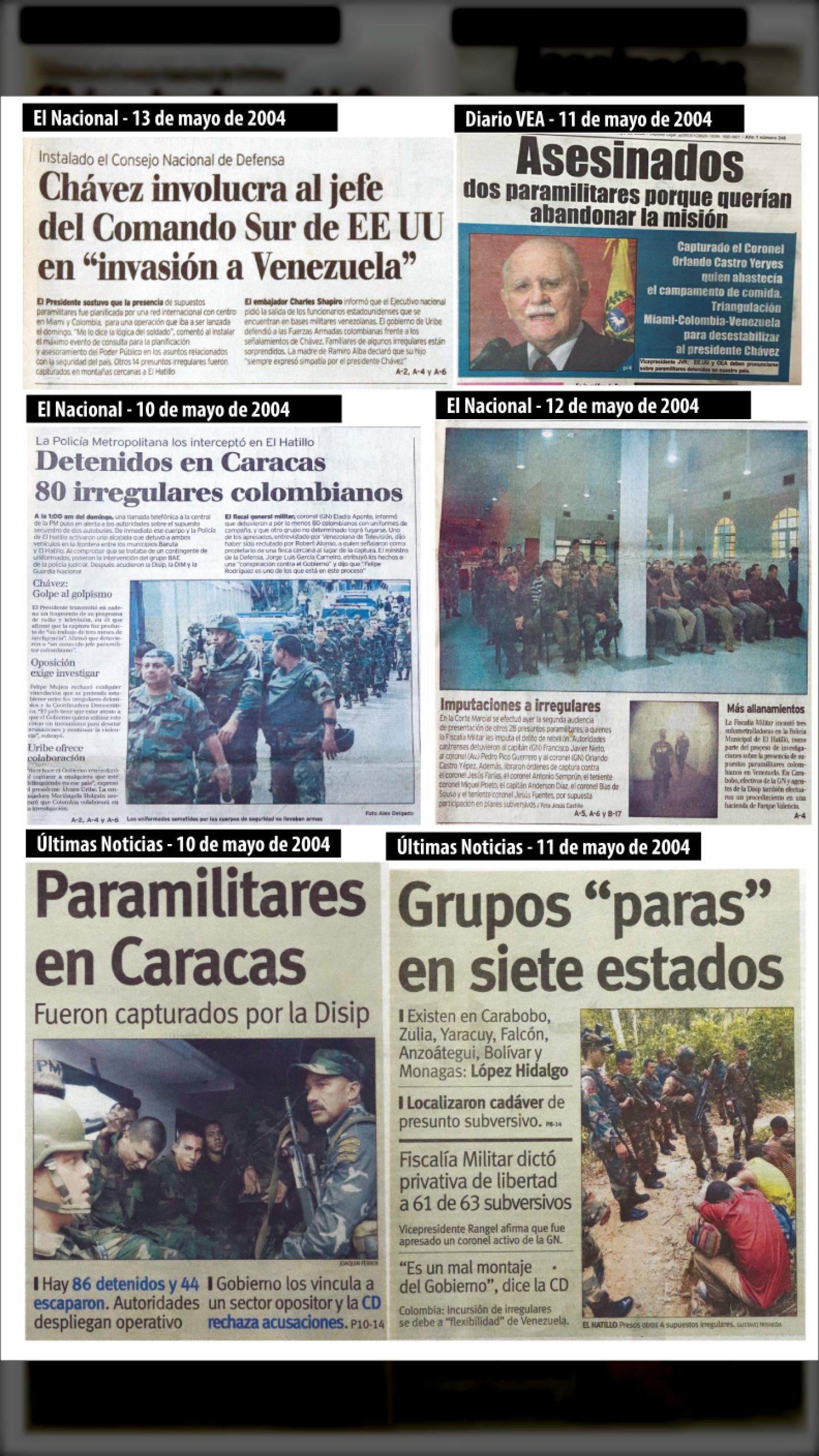 OPERACIÓN DAKTARI - INVASIÓN PARAMILITAR A VENEZUELA (El Nacional, 9 de mayo 2004)