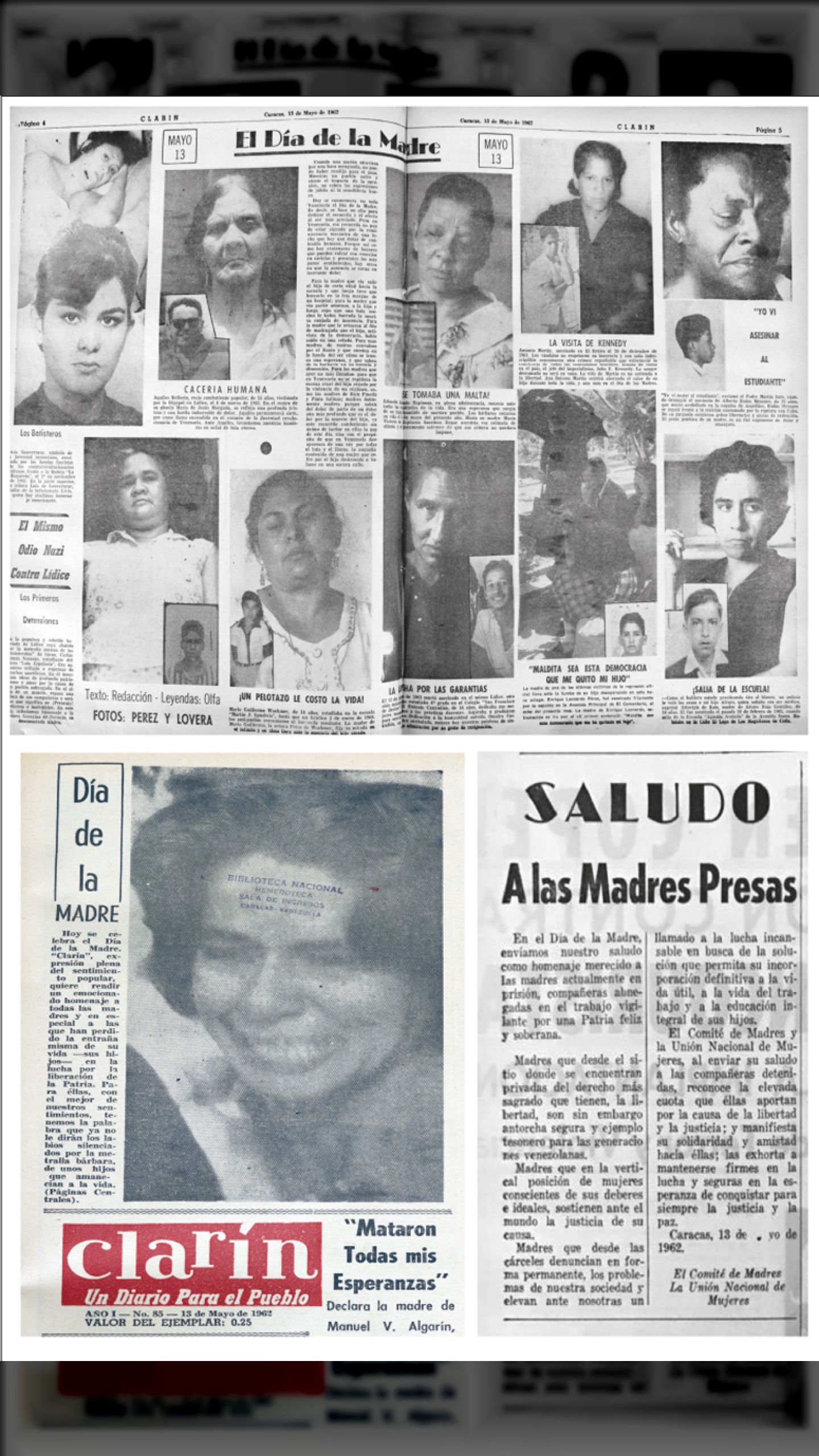 EL DÍA DE LA MADRE (CLARÍN, 13 de mayo 1962)