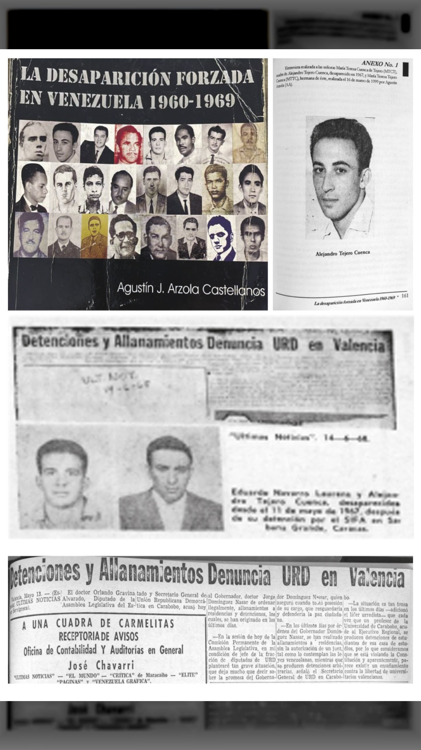 DESAPARECIDOS ALEJANDRO CUENCA TEJERO Y EDUARDO NAVARRO LAURENS (NUEVA VOZ POPULAR, 16 de mayo de 1968)
