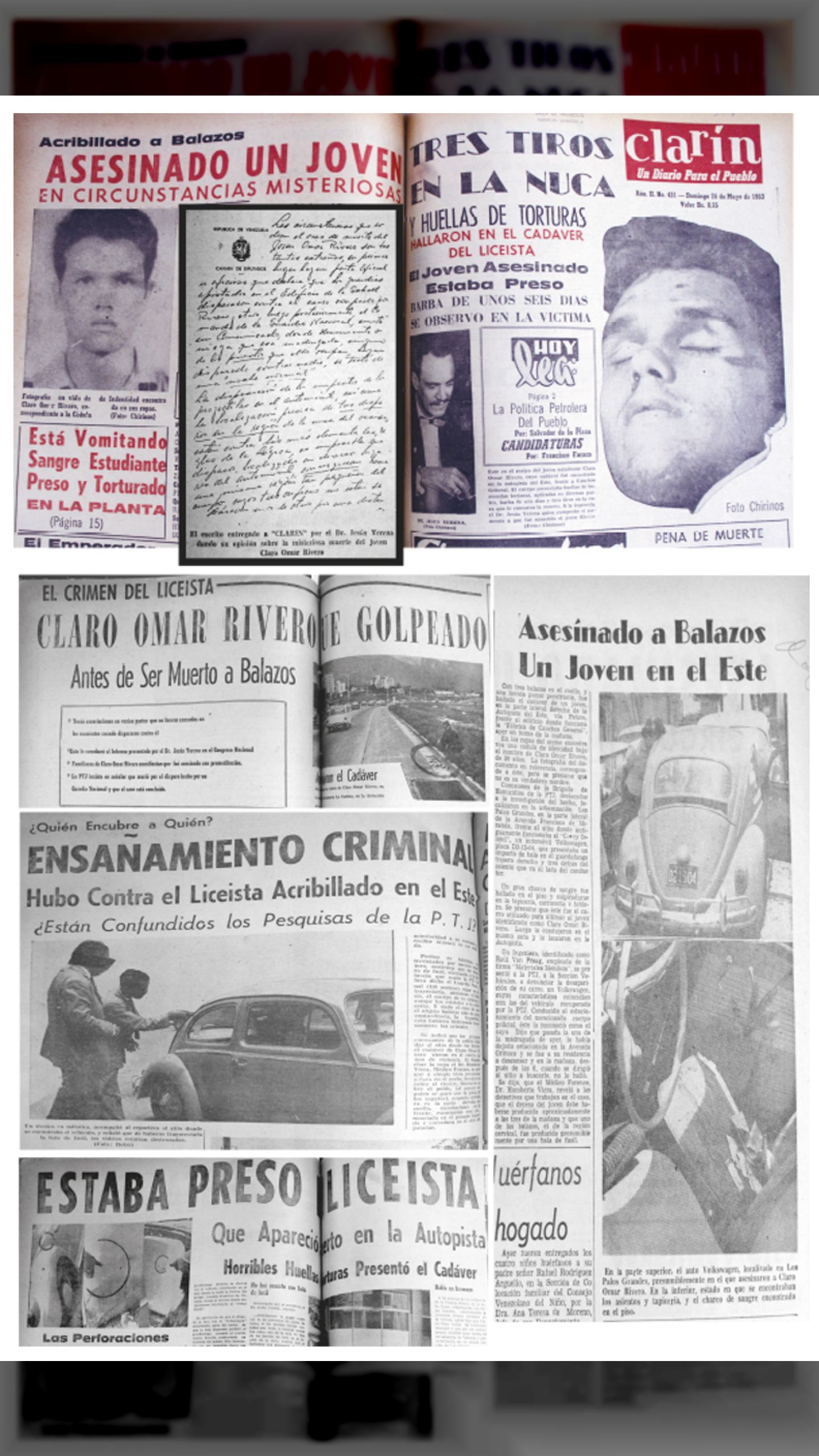 CLARO OMAR RIVERO ASESINADO (CLARIN, 25 de mayo 1962)